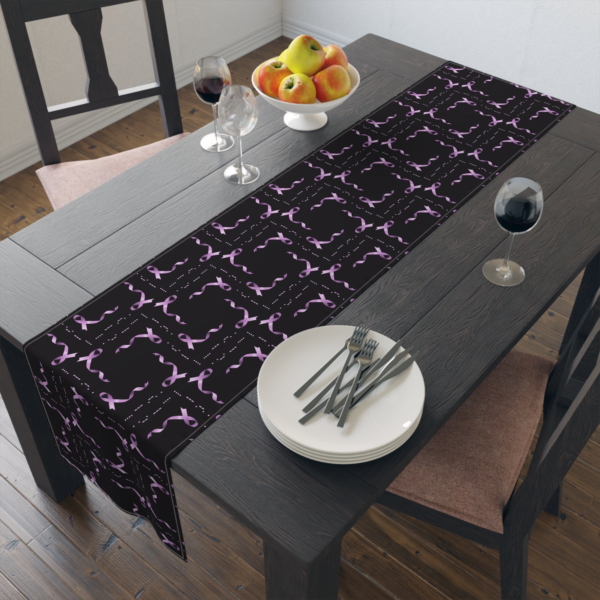 Epilepsy Awareness “HOPE” Morse Code Table Runner – Purple Ribbon Design