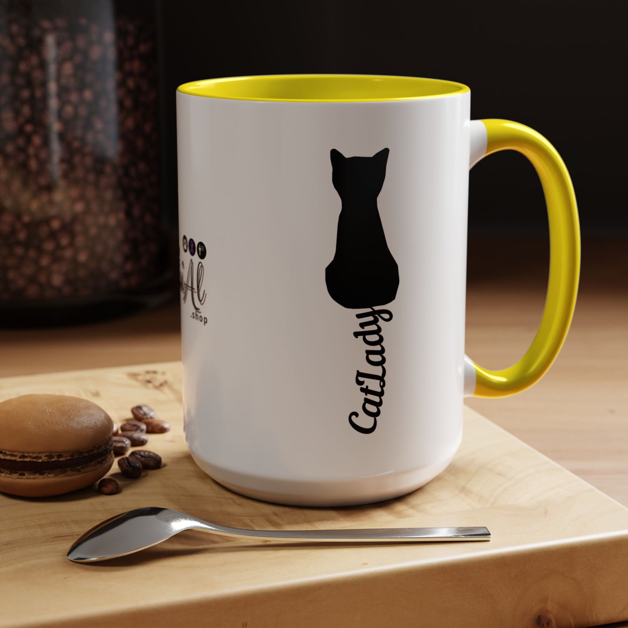 Cursive Tail Cat Lady Coffee Mug, Gift for Cat Lovers