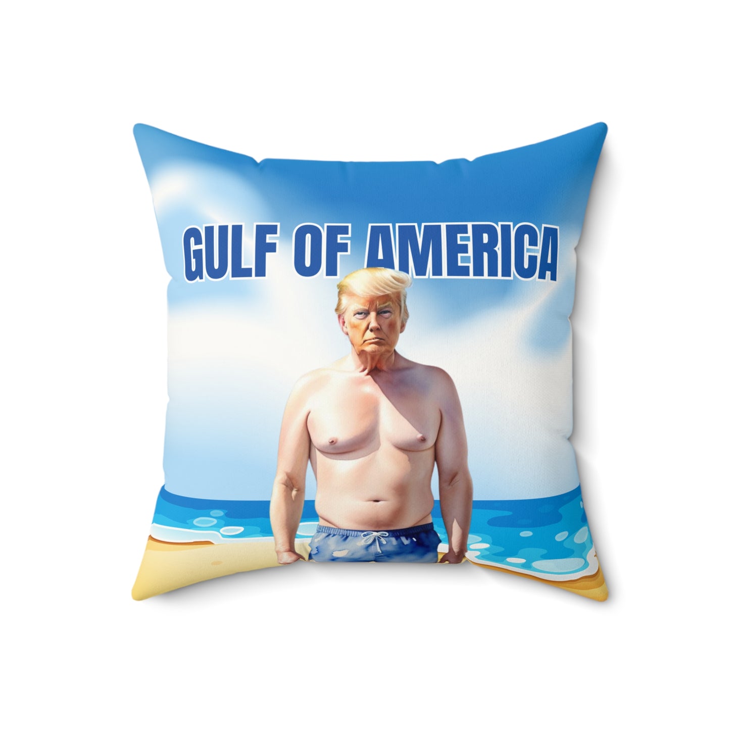 Gulf of America Faux Suede Square Pillow - Beach Decor