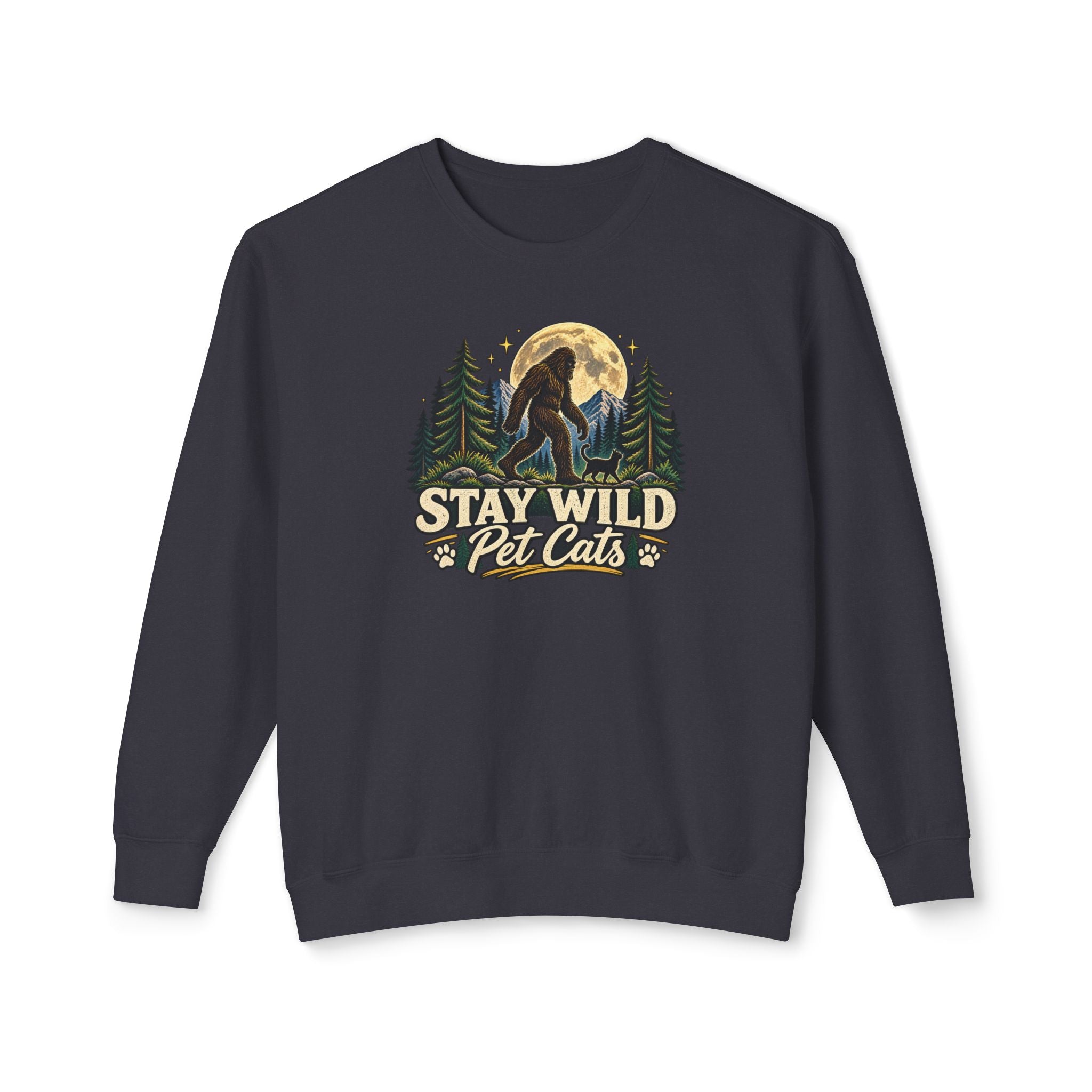 Stay Wild Pet Cats Sasquatch Crewneck Sweatshirt