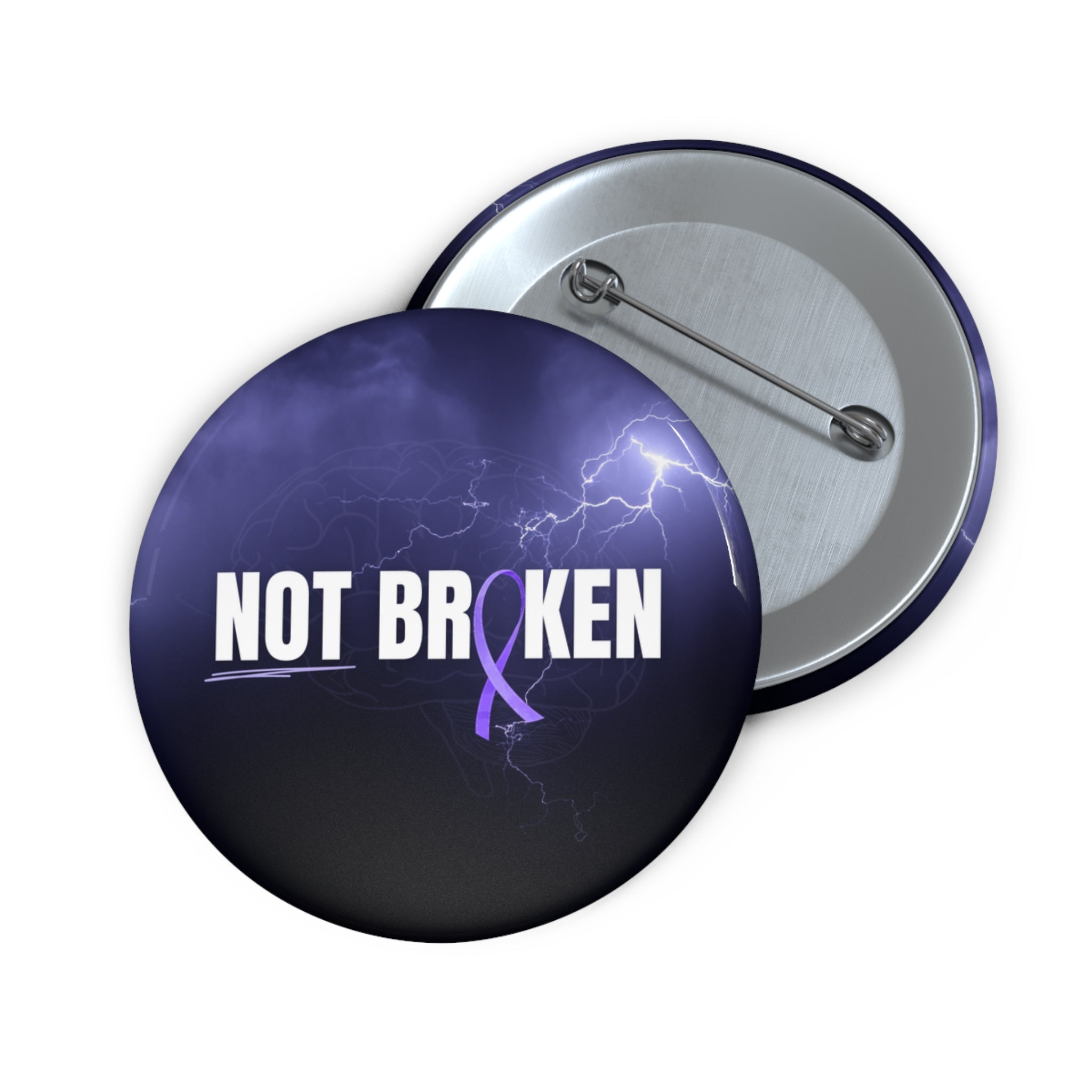 Not Broken Epilepsy Awareness Pin Button