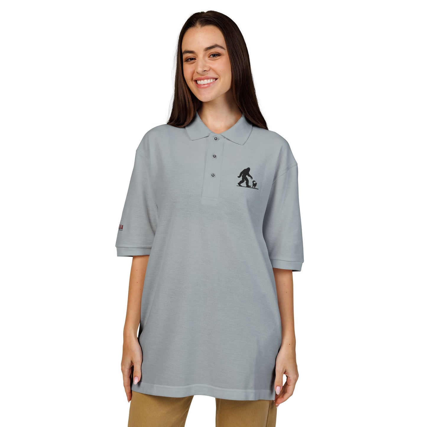 Classic Sasquatch's Cat Embroidered Unisex Polo Shirt