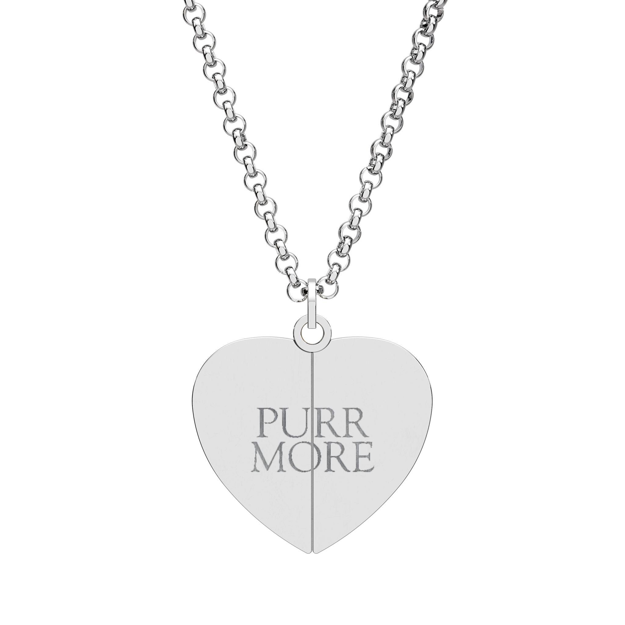 Purr More, Worry Less Hidden Message Heart Necklace