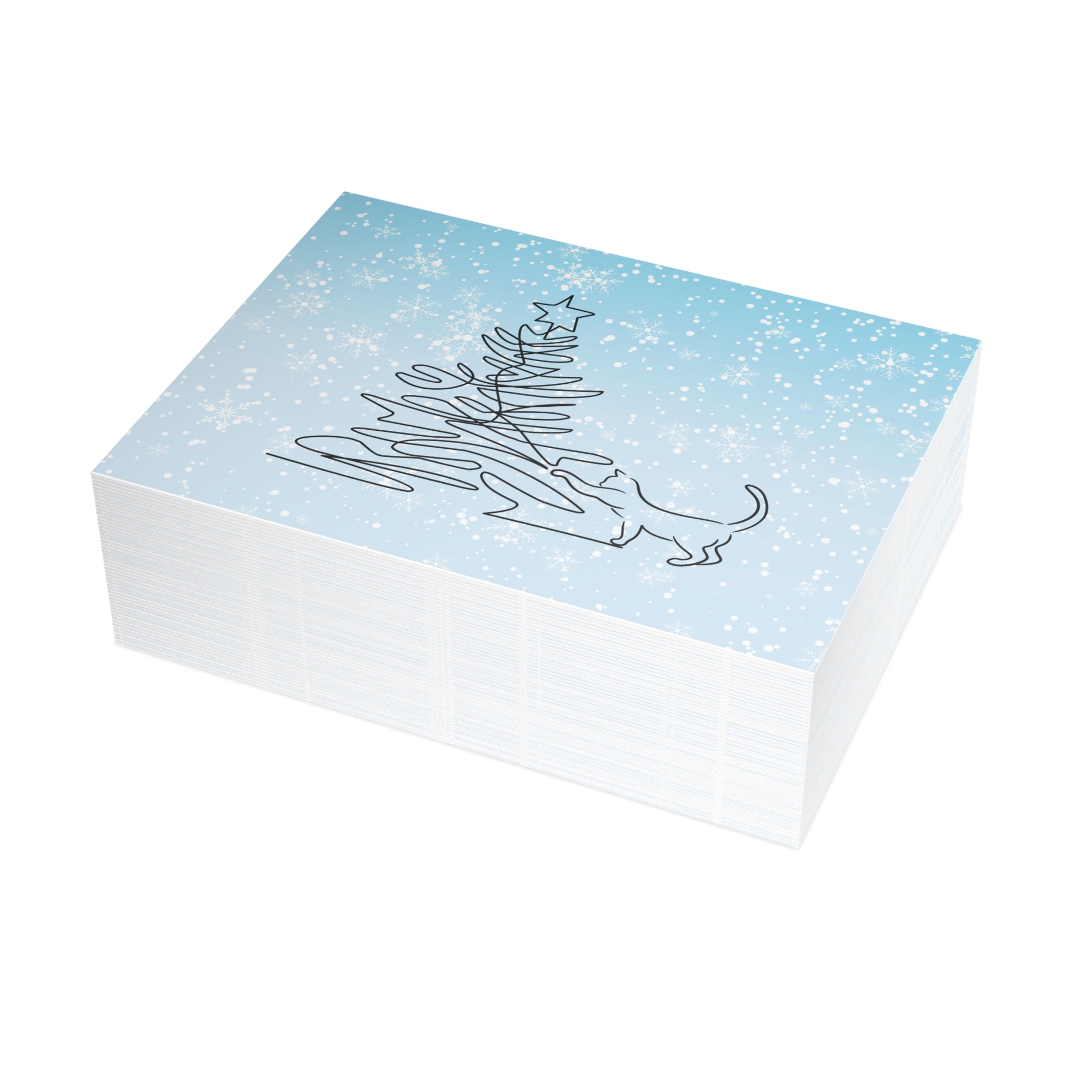 Kitty & Christmas Tree Postcard Bundles (envelopes included)