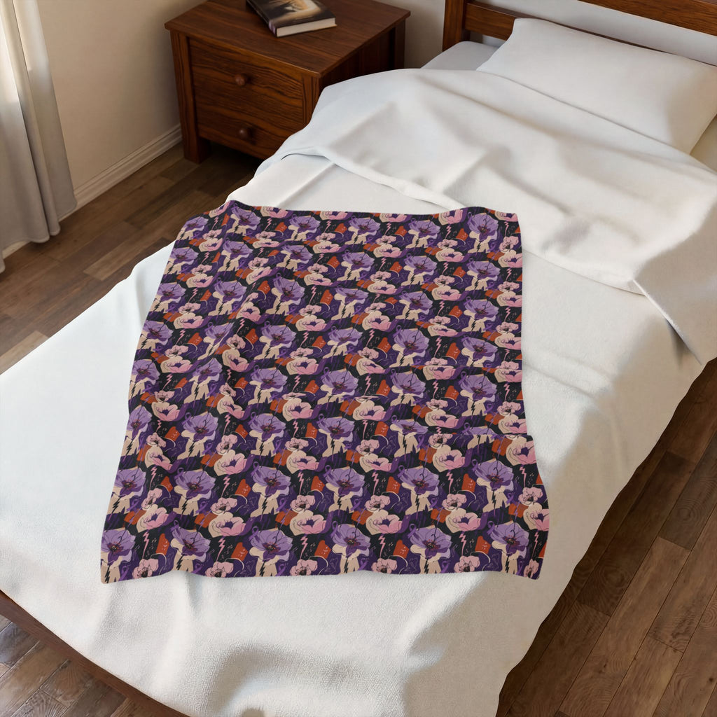 Epilepsy Awareness Floral Plush Blanket | Purple Ribbon Throw Blanket