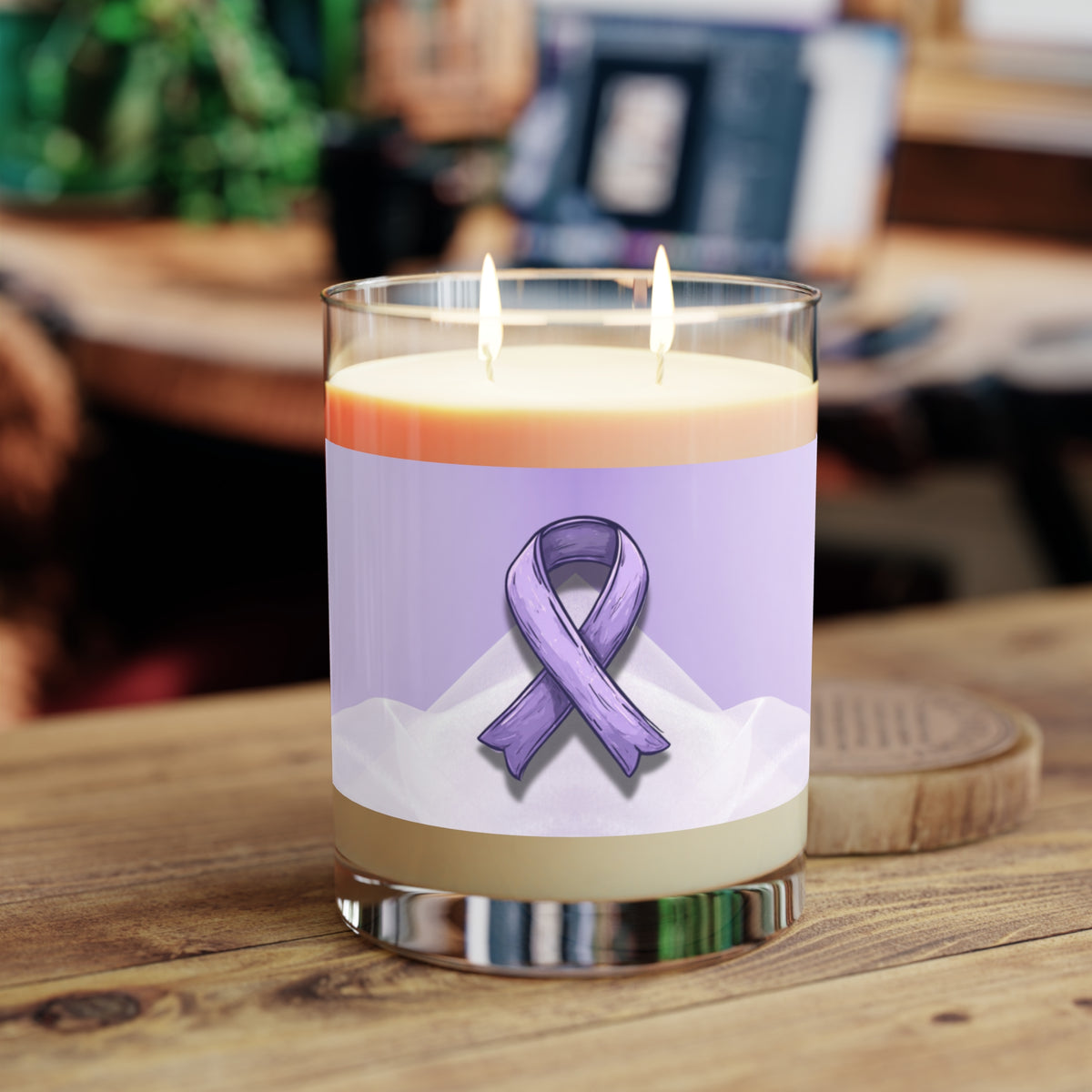 Sketchy Purple Ribbon Scented Candle, Gift for Epilepsy Warriors