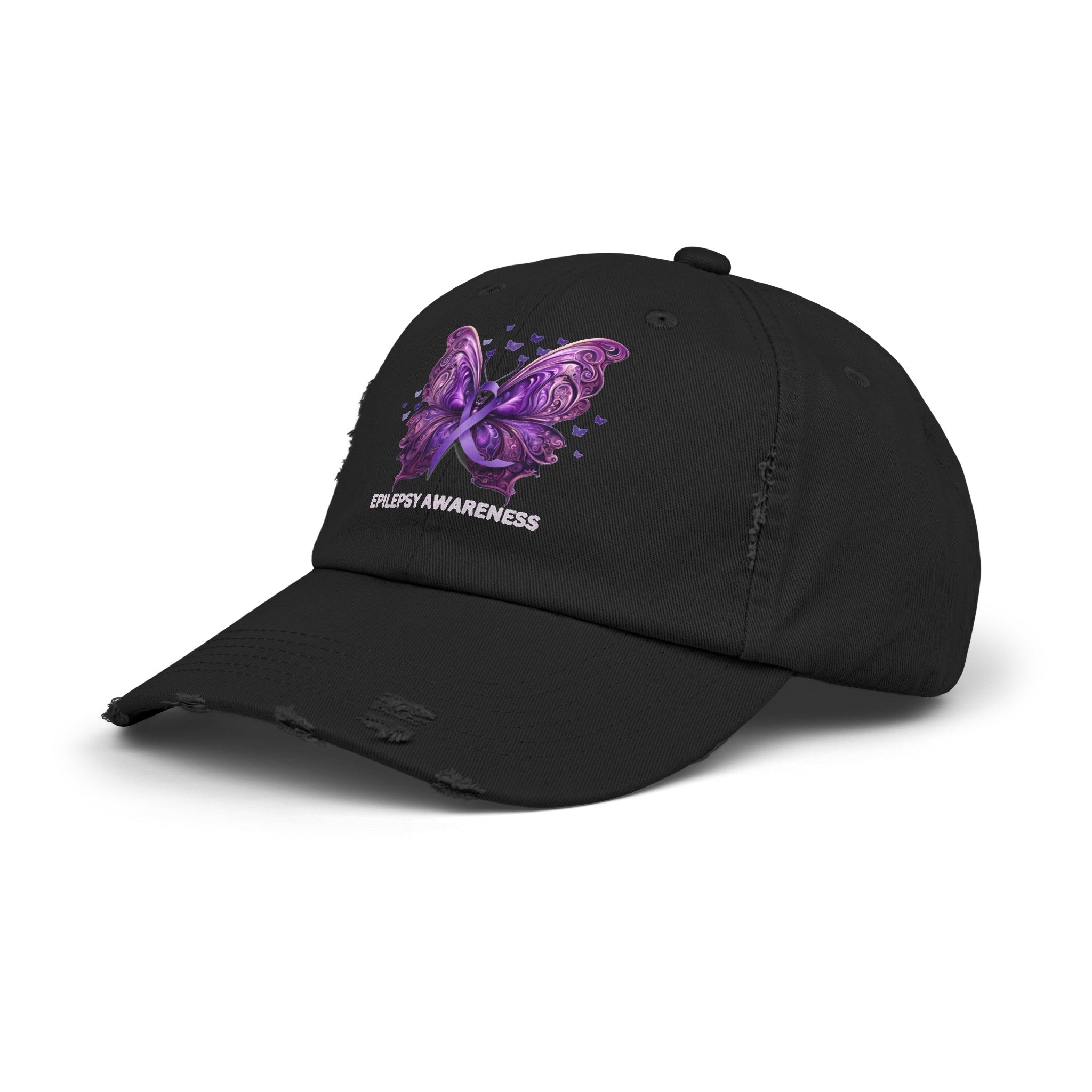 Epilepsy Butterfly Unisex Distressed Cap - Hats - Epileptic Al’s Shop