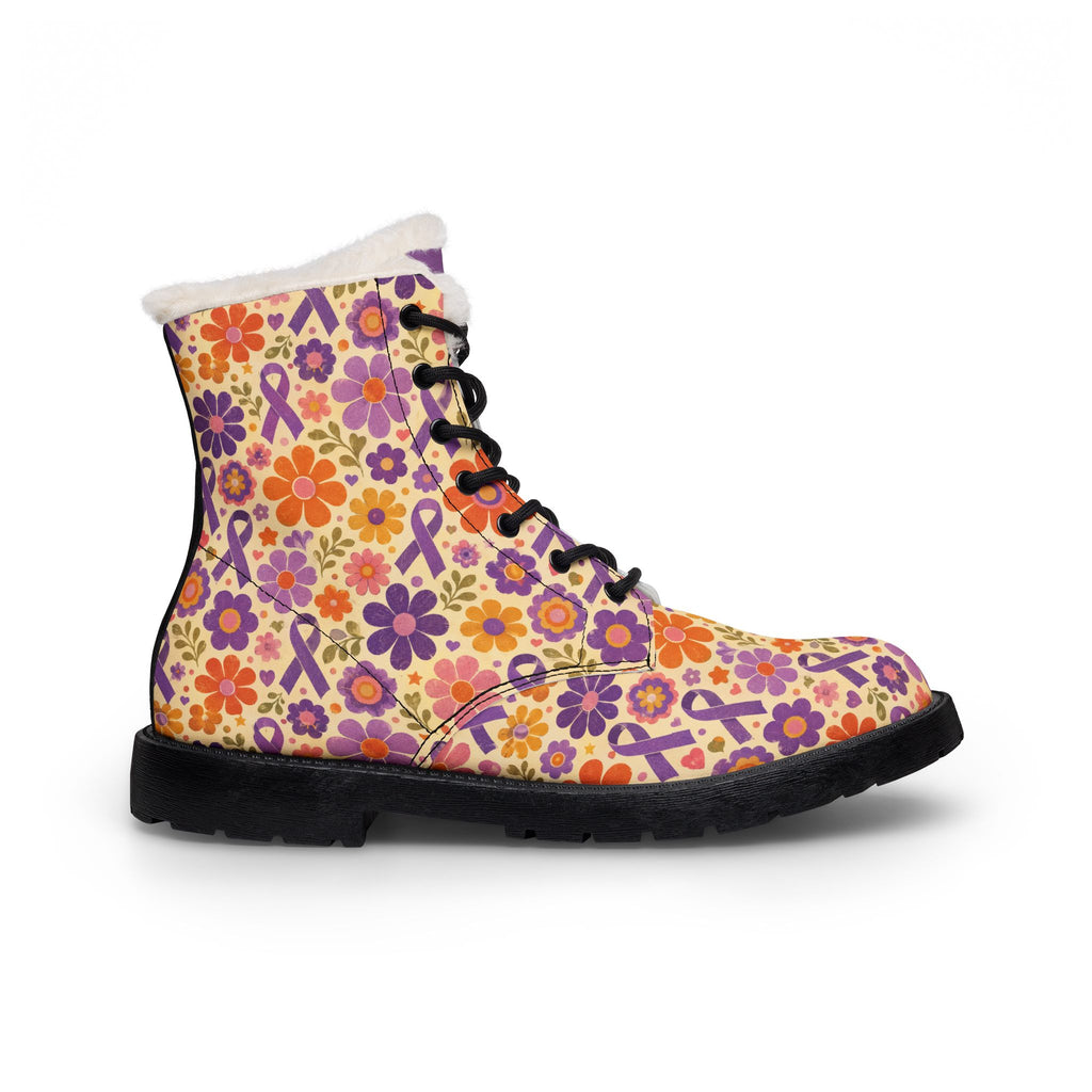Epilepsy Awareness Floral Fleece-Lined Boots