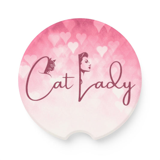 Pink Cat Lady Hearts Car Coaster - Fun & Stylish Accessory Printify