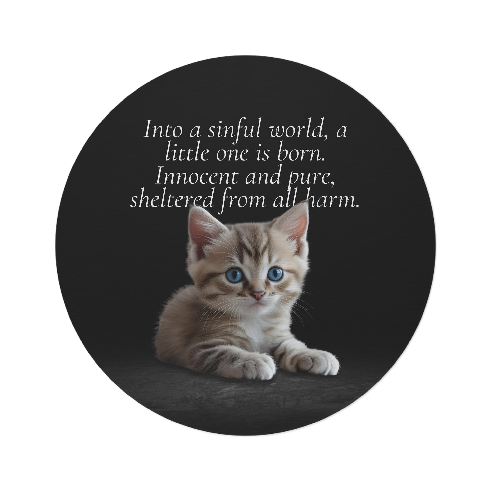 A little One is Born Round Rug for Cat Lovers
