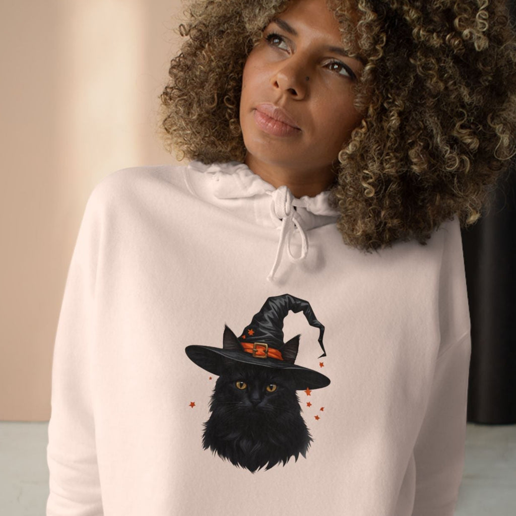 Spooky Cat Crop Hoodie for Women
