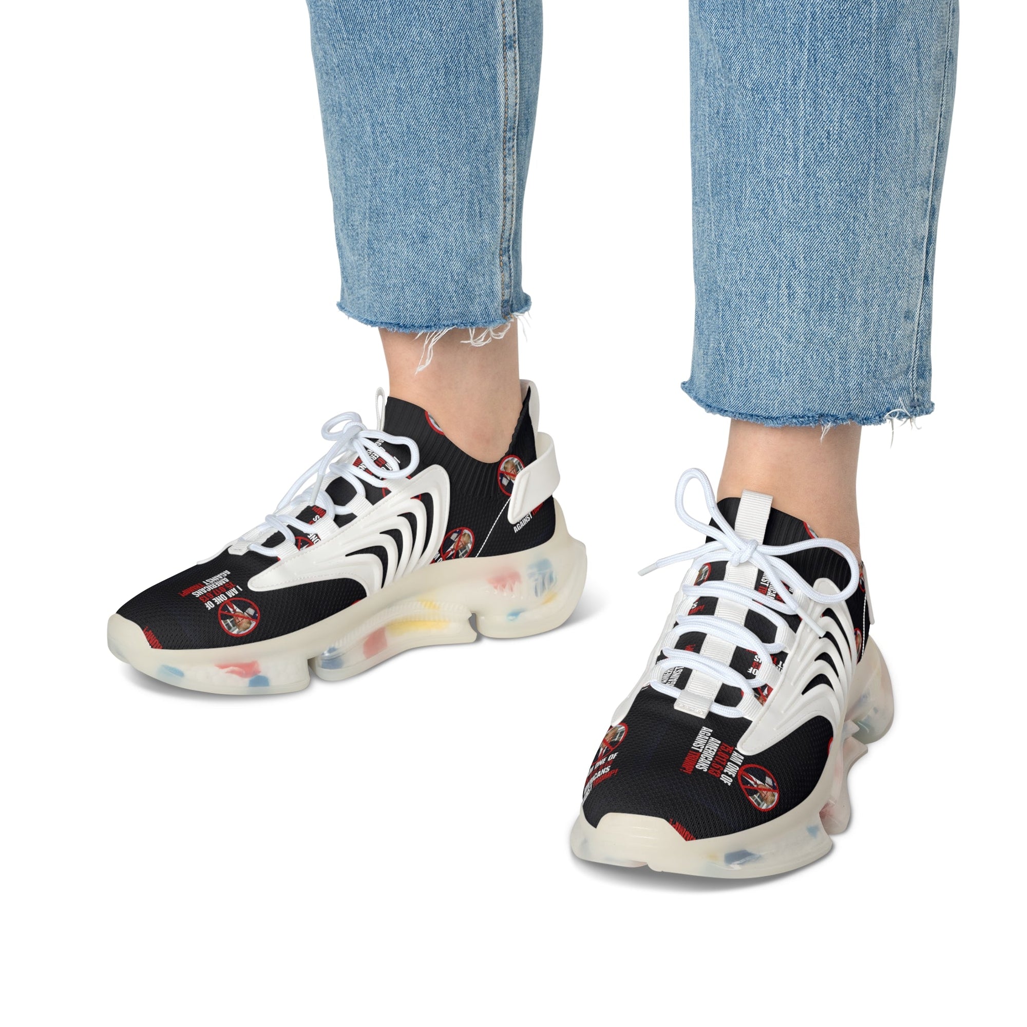 Trendy Women's Mesh Sneakers - American Against Trump Design Printify