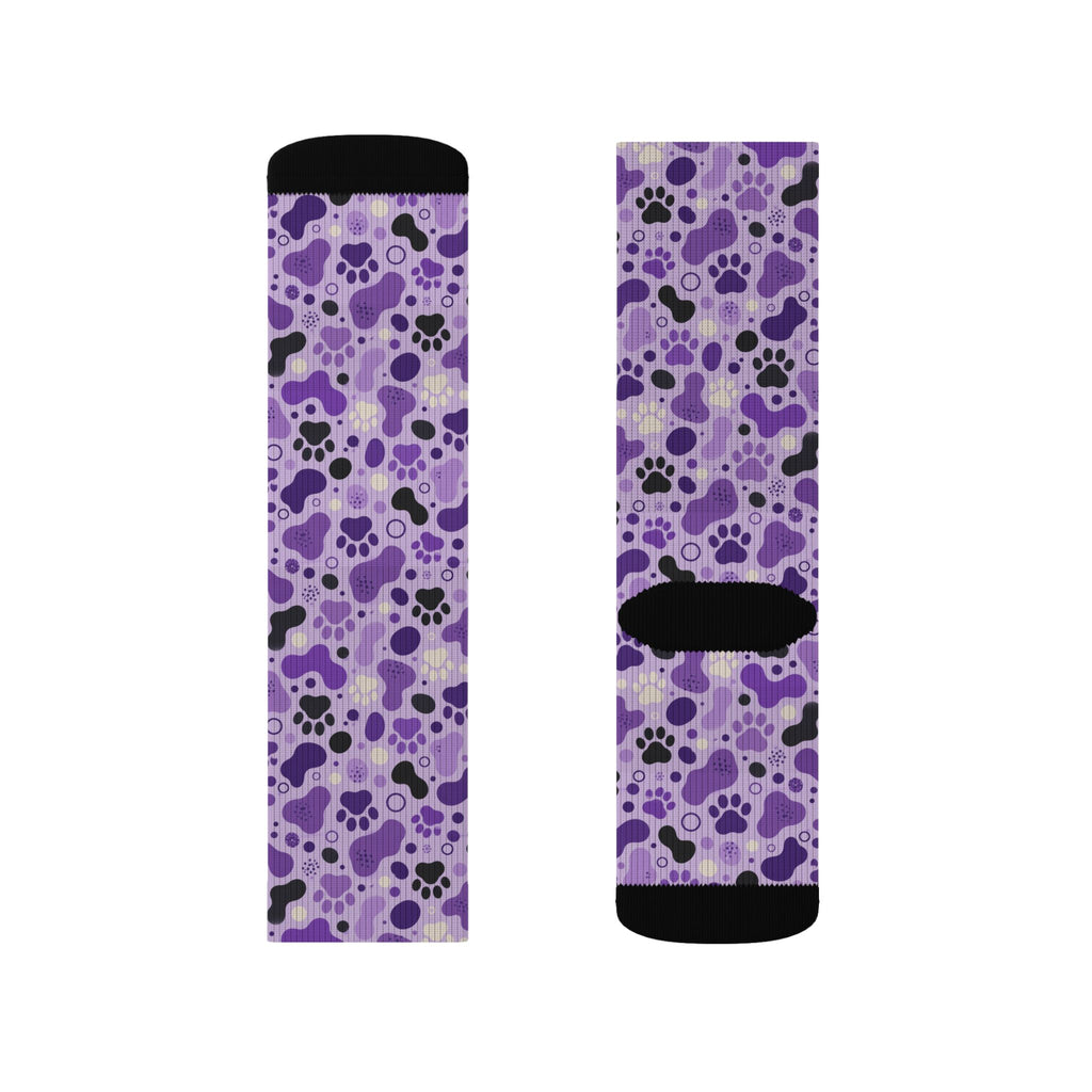 Purple Paws Cat Lover Crew Socks for Cat Ladies
