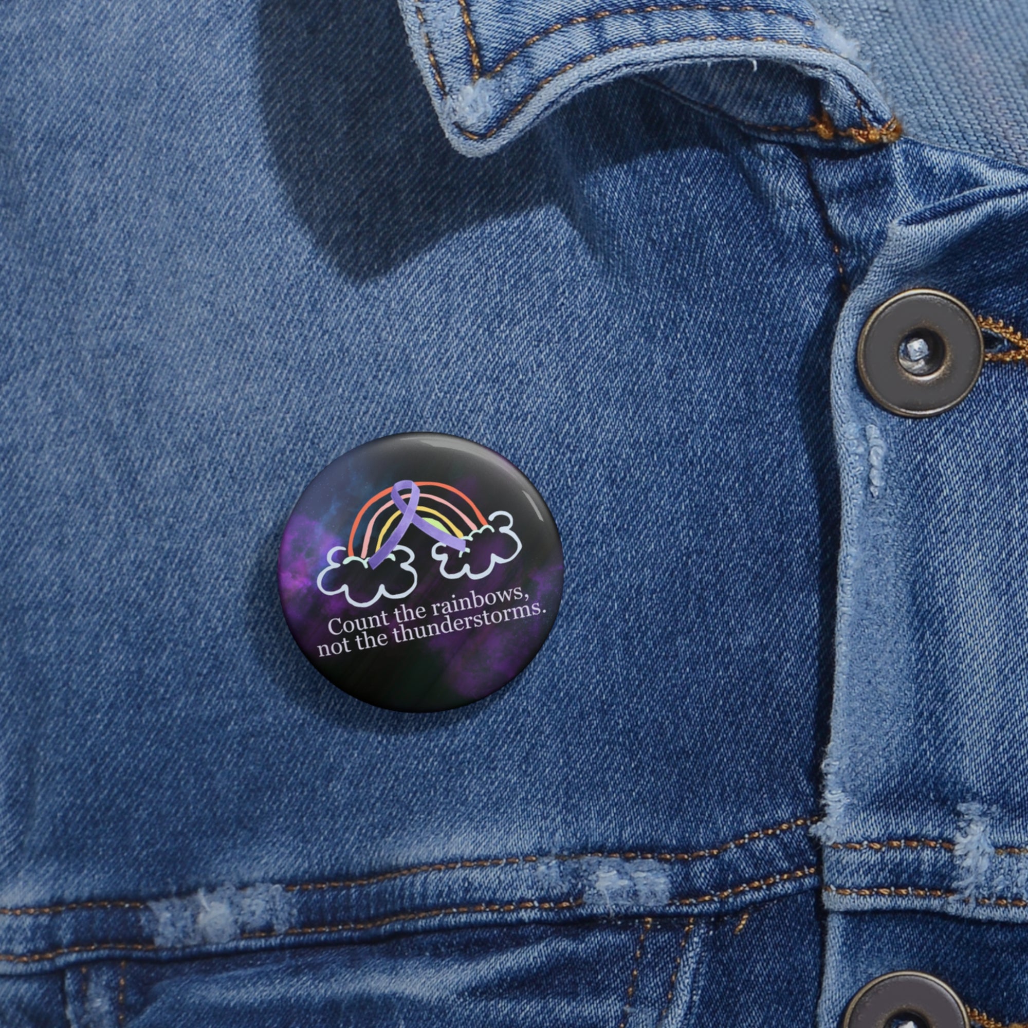 Epilepsy Awareness Pin Buttons - Count the Rainbows Design