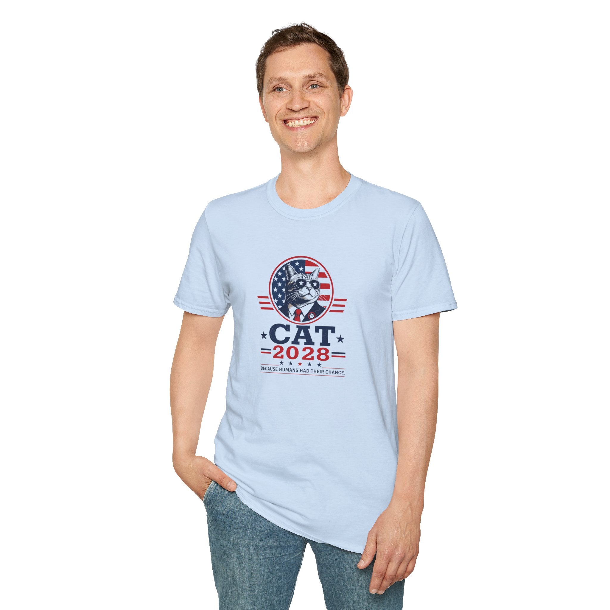 CAT 2028 T-Shirt | Because Humans Had Their Chance Funny Cat Campaign Tee