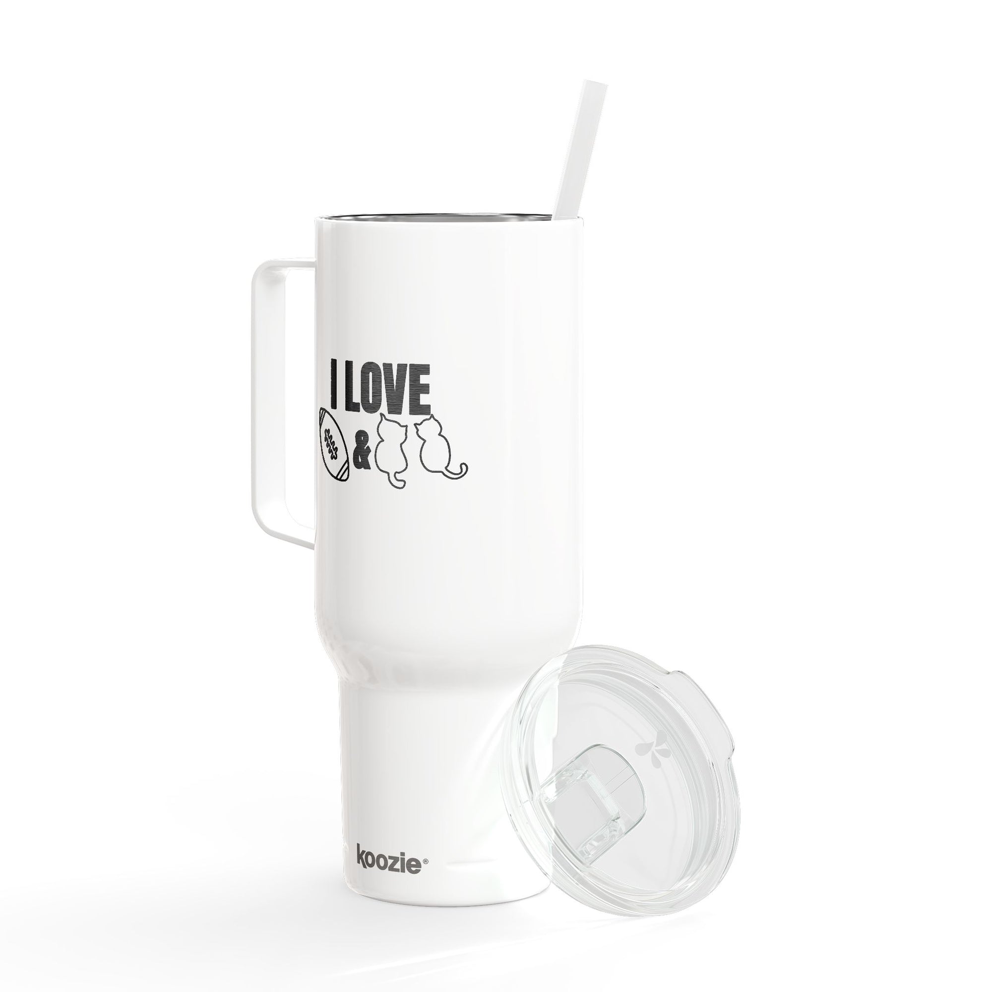 Love Football & Cats Engraved Insulated Travel Tumbler