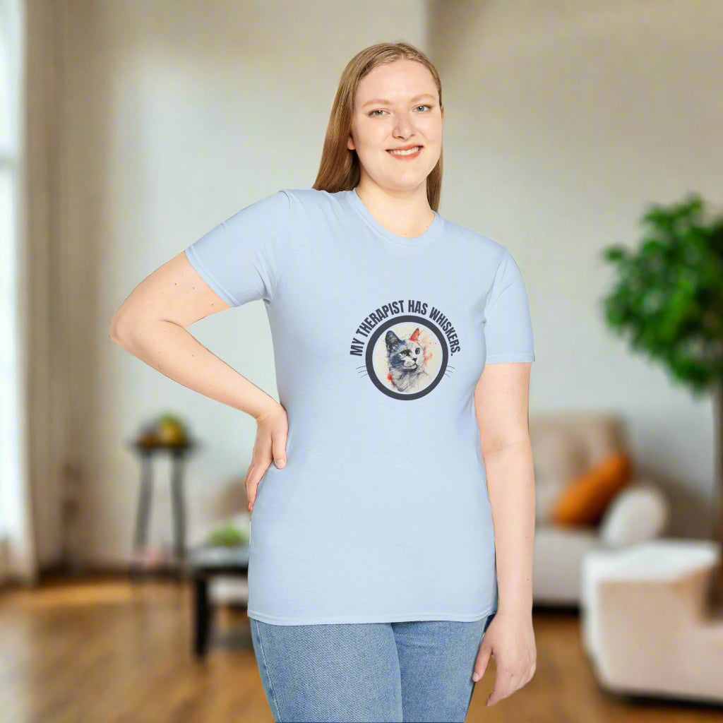 Whimsical Cat Therapy T-Shirt | Cute Pet Lover Tee