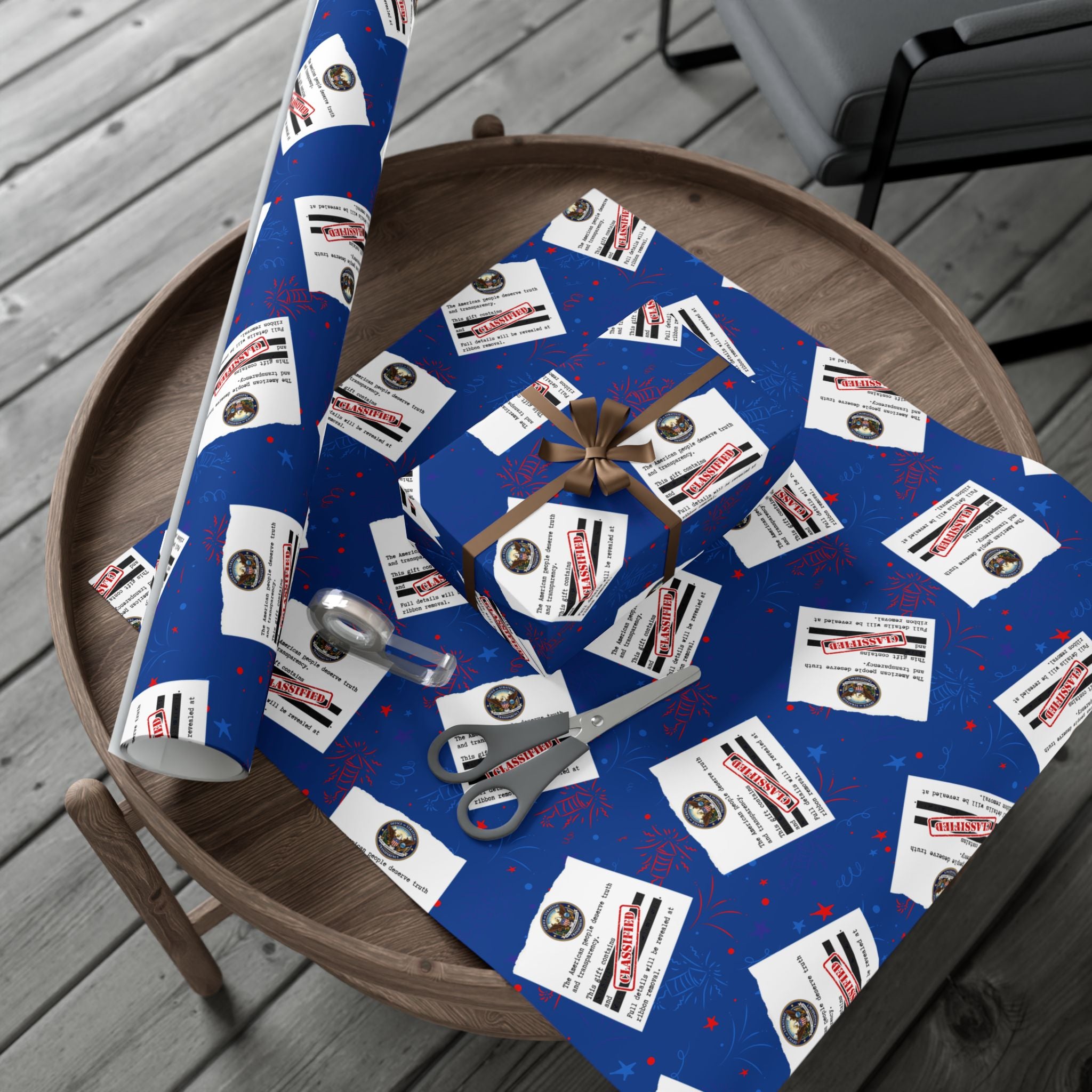 Classified Documents All-Occasion Gift Wrap – Redacted Files Political Satire Wrapping Paper