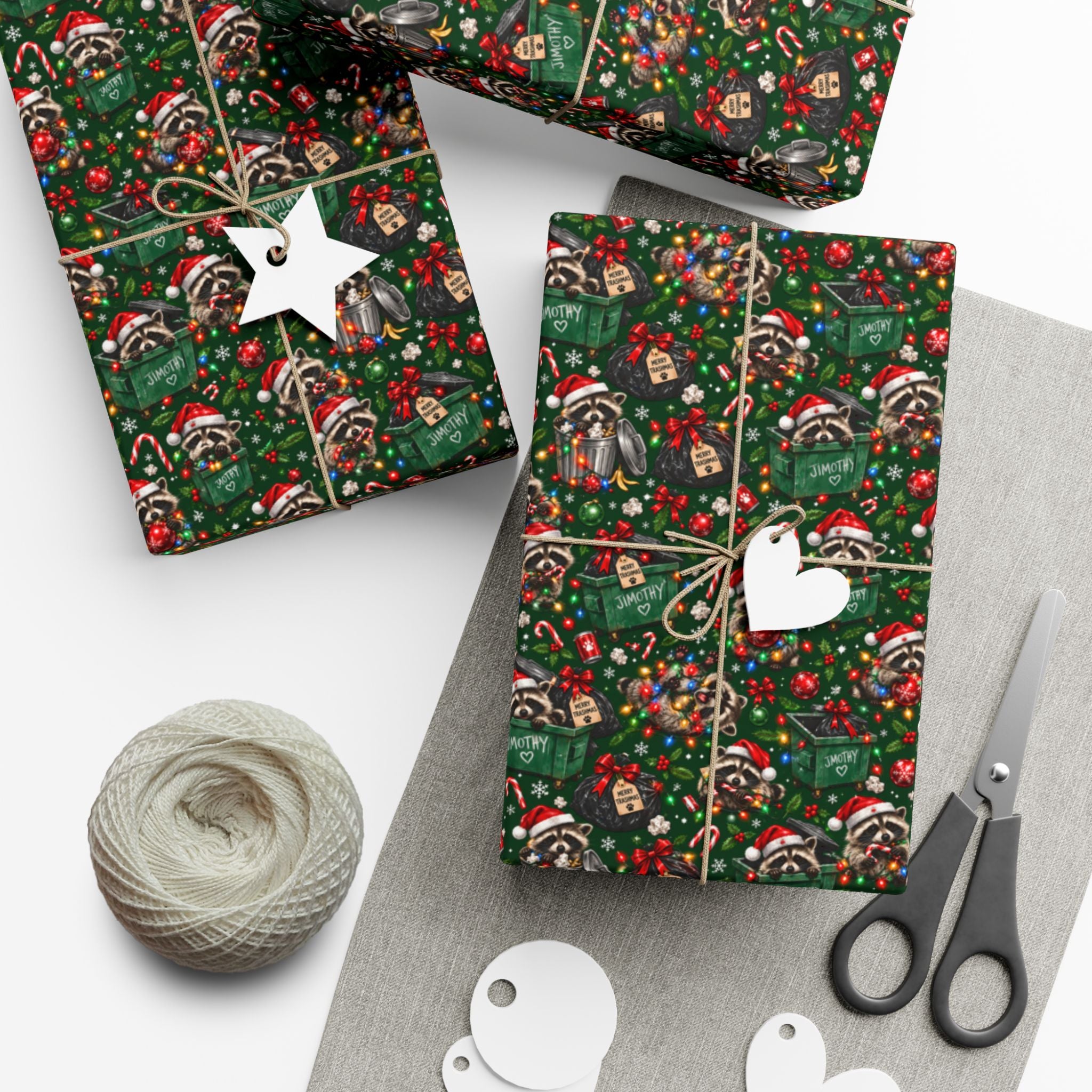 Jimothy’s Merry Trashmas Raccoon Christmas Wrapping Paper