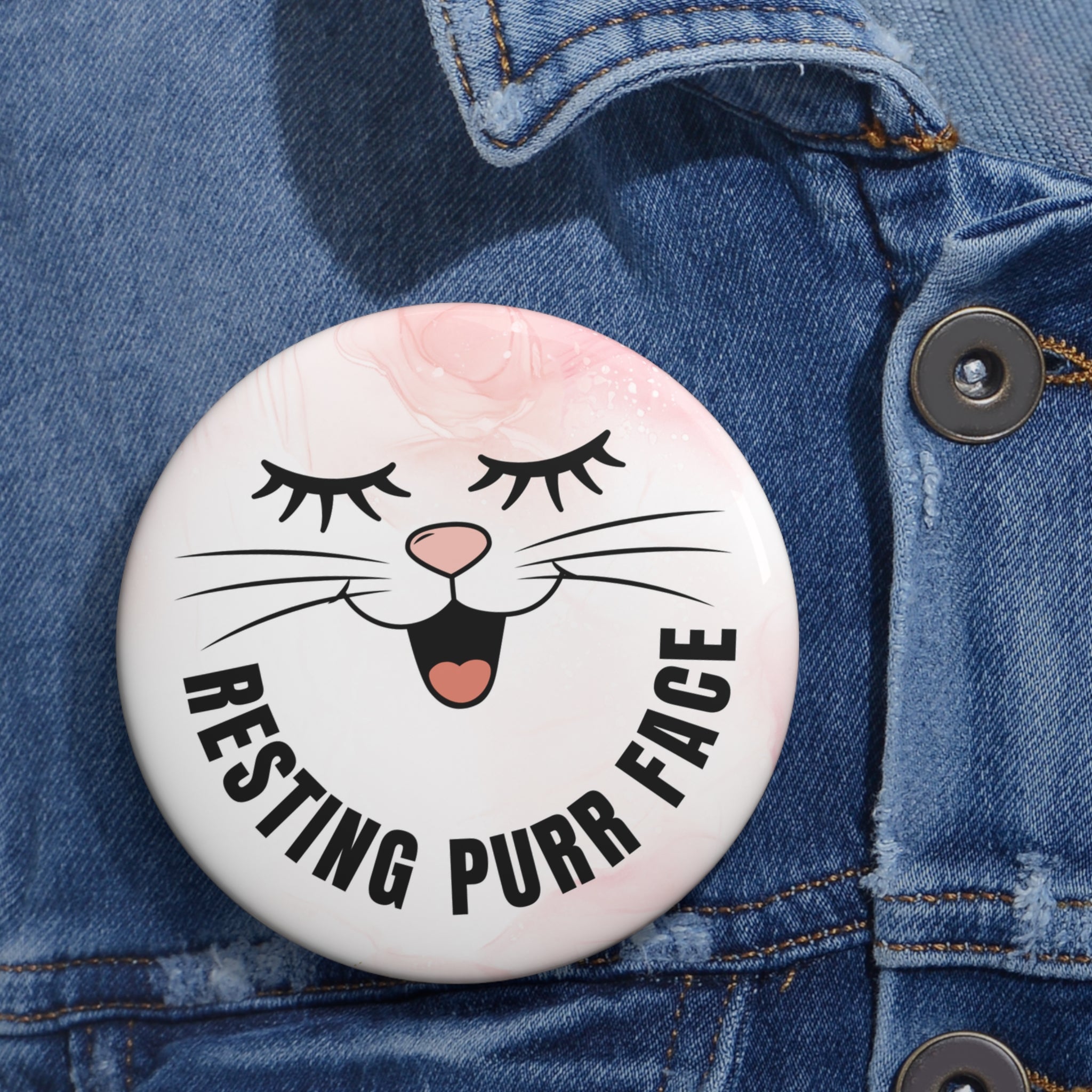 Resting Purr Face Cat Pin Button