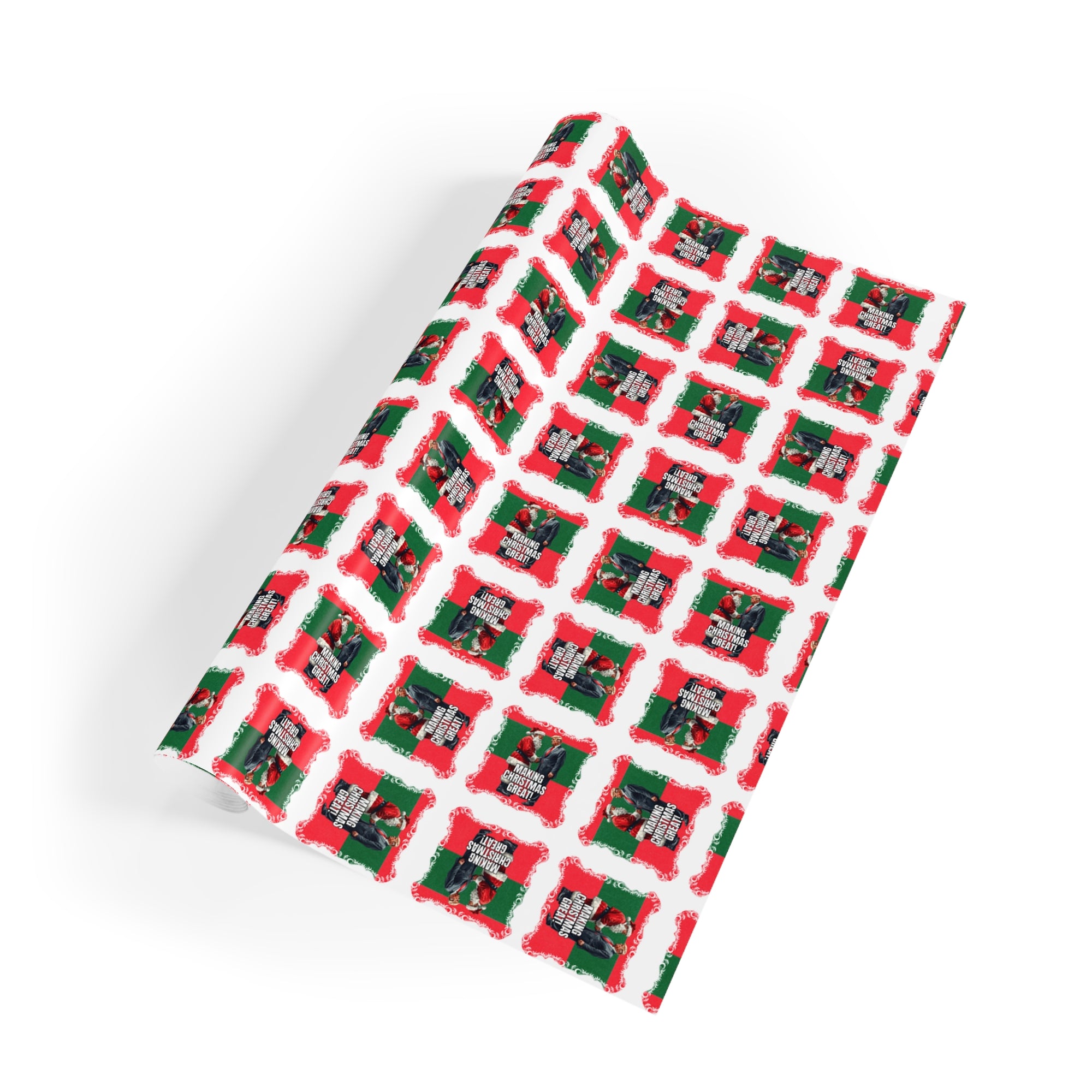 Festive Santa Trump Holiday Gift Wrapping Paper Roll