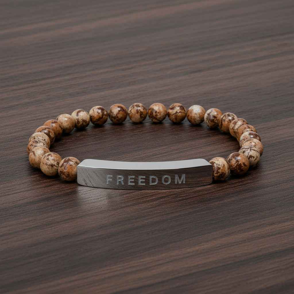 Natural Stone Freedom Bracelet - Stretch Bar Design