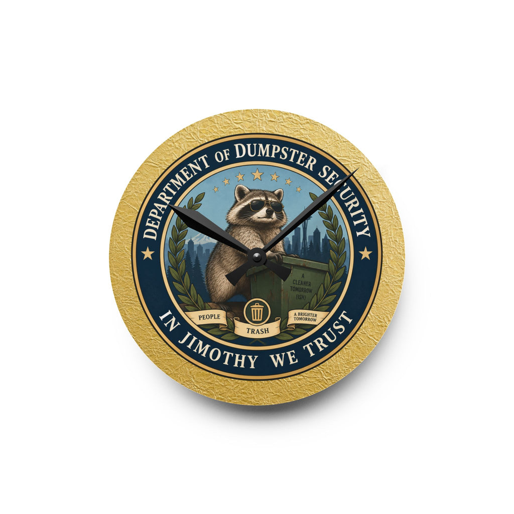 Department of Dumpster Security Jimothy Wall Clock | Raccoon Humor Decor