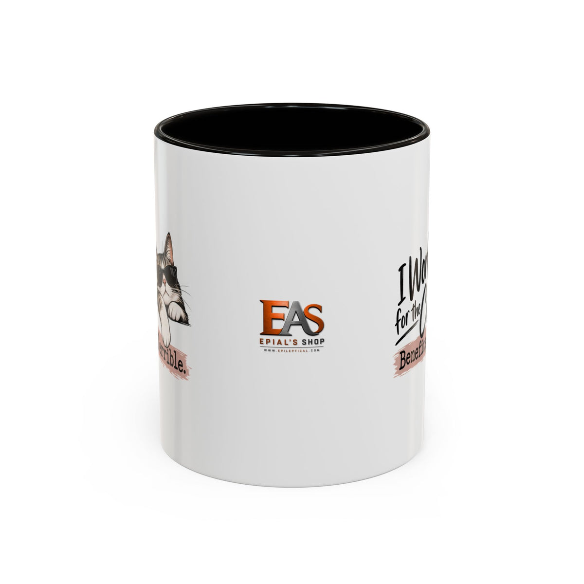 I Work for the Cat Coffee Mug | Funny Cat Lover Ceramic Mug (11oz/15oz)