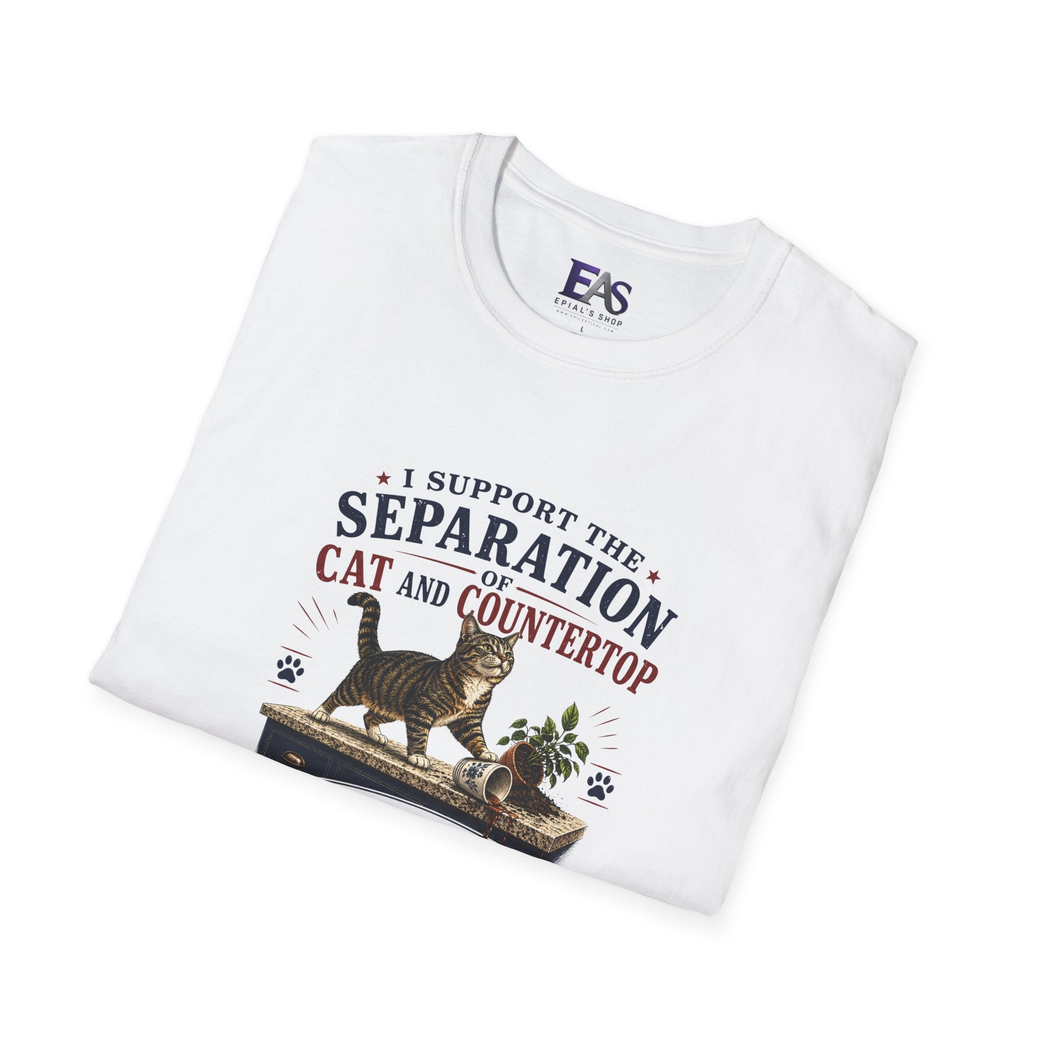 Separation of Cat and Countertop T-Shirt | Funny Cat Lover Tee
