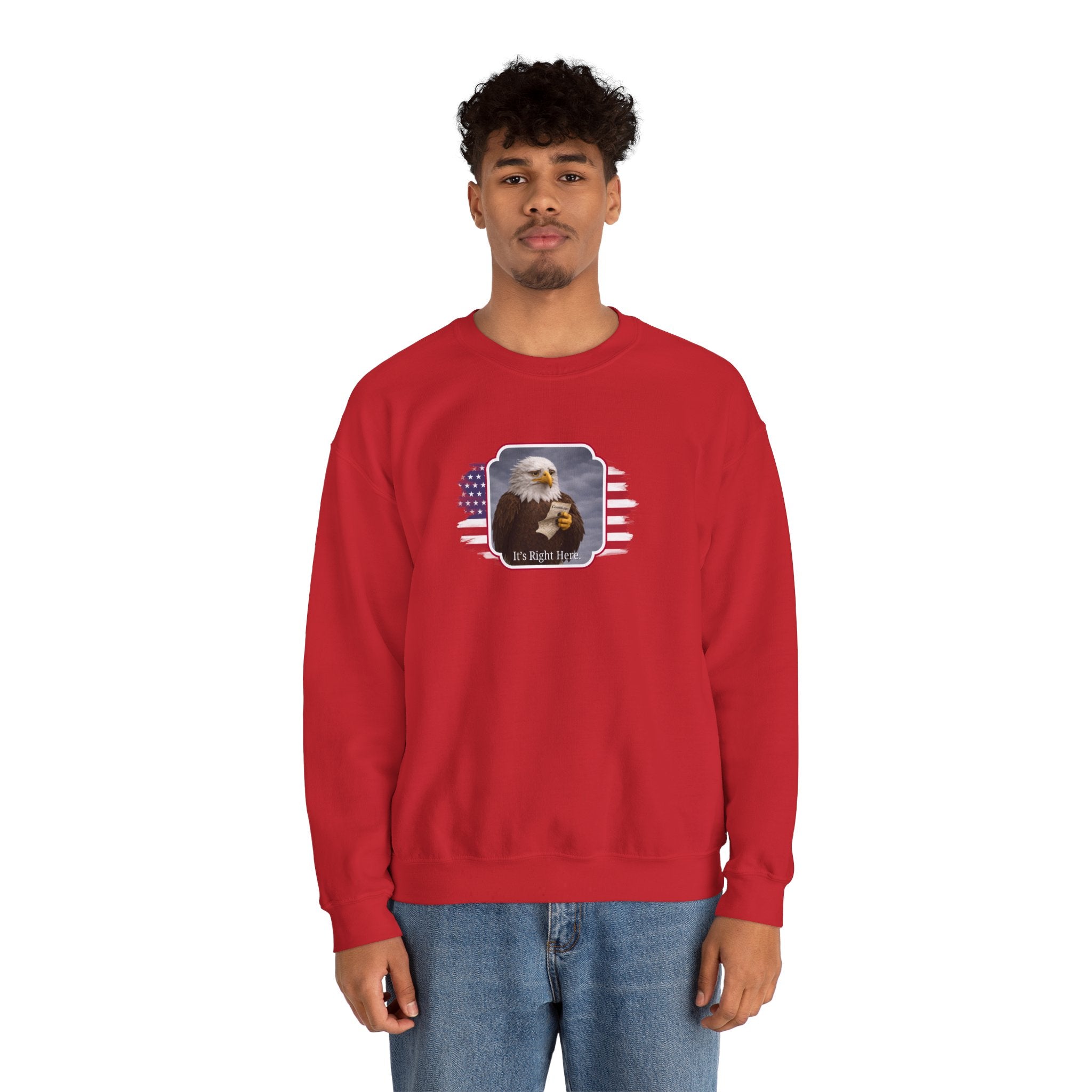 “It’s Right Here” Political Parody Crewneck Sweatshirt
