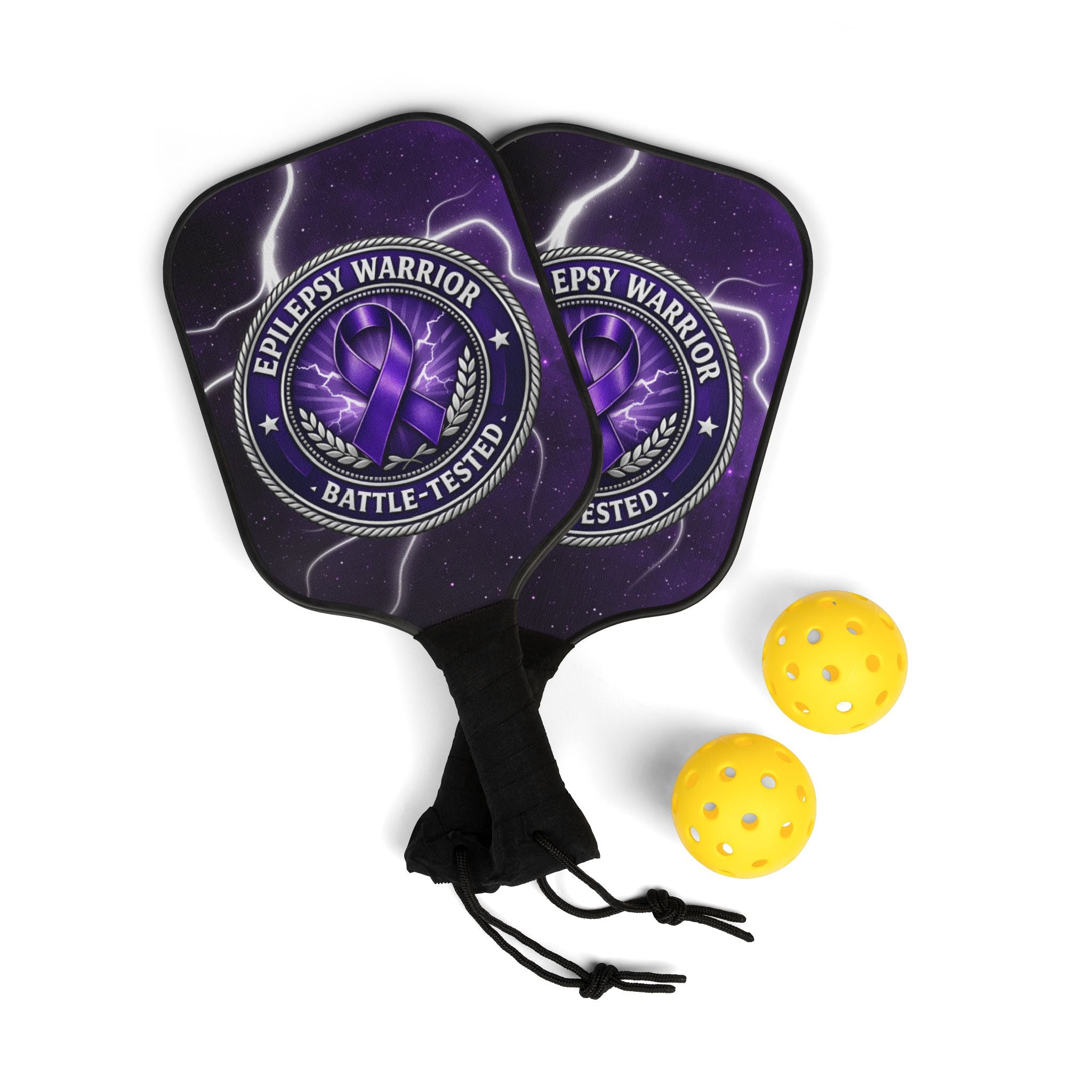 Epilepsy Warrior Battle-Tested Paddleball Set – Purple Ribbon Awareness Game