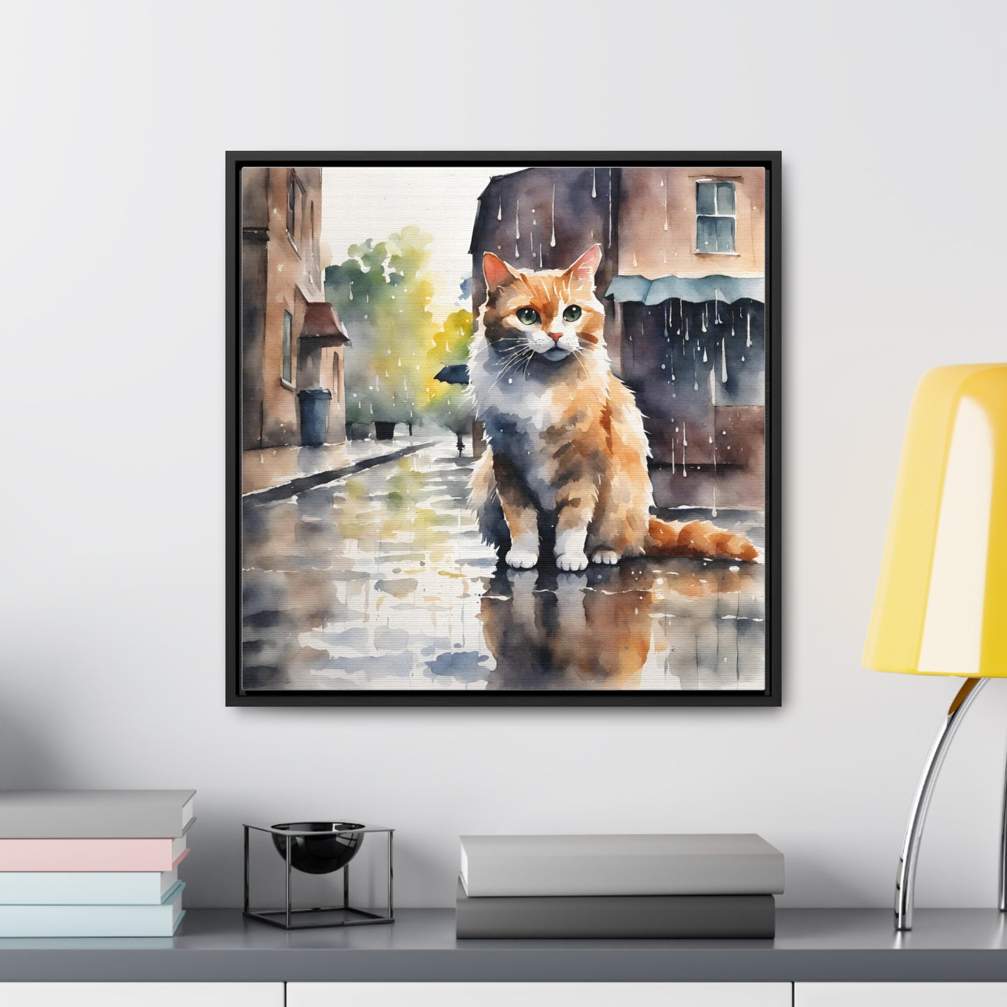 Watercolor Cat Gallery Canvas Wraps, Square Frame - Canvas - Epileptic Al’s Shop