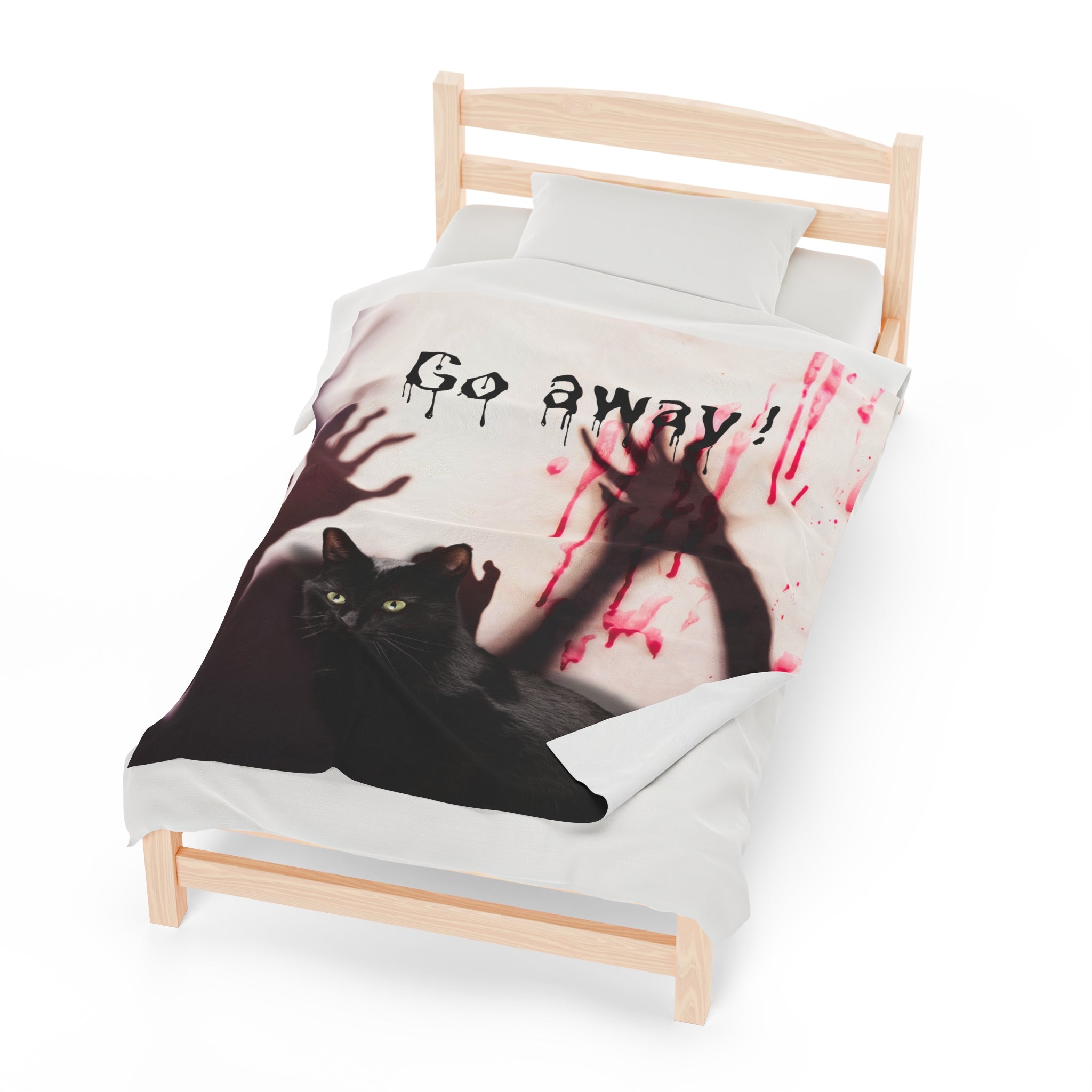 Photo depicting the ​Go Away Velveteen Plush Blanket from EpiAl's Shop.