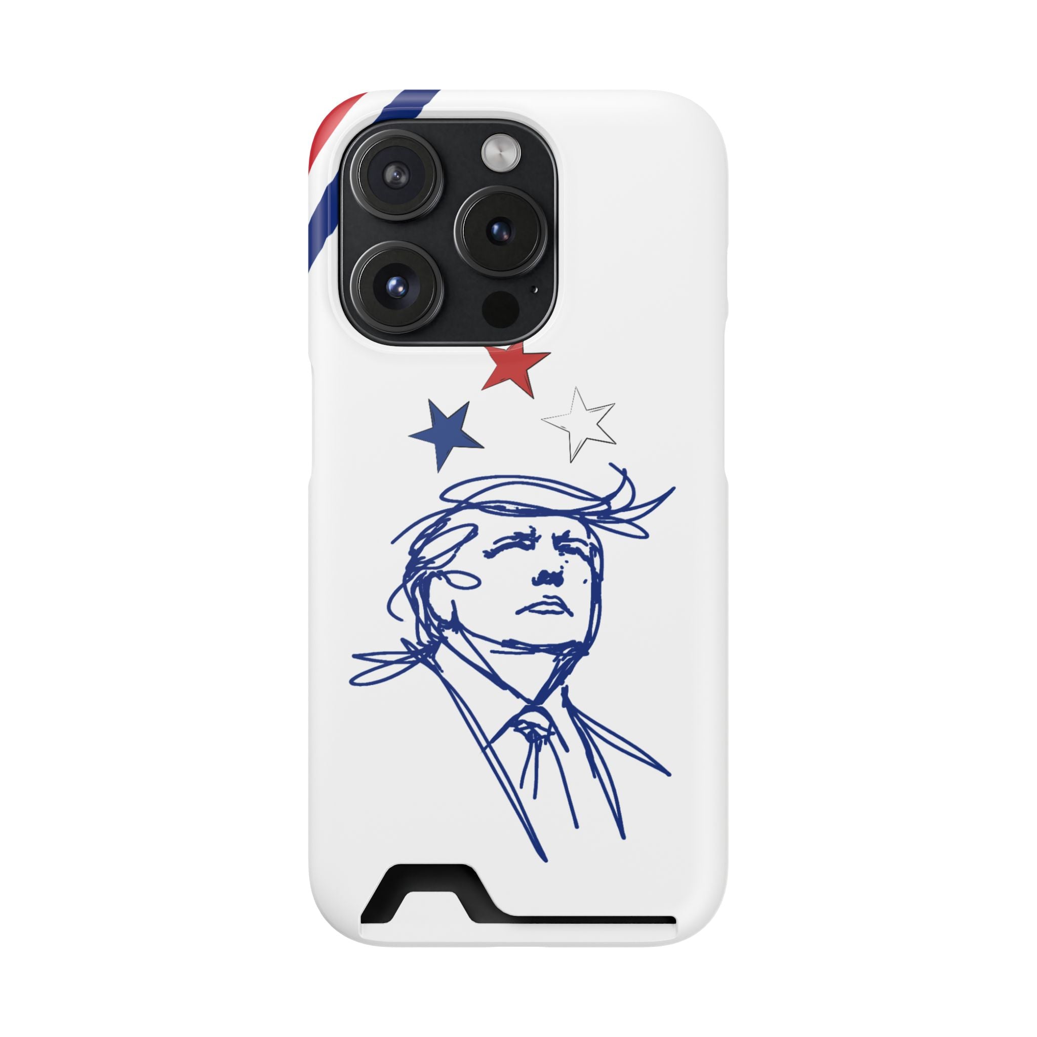 Swoop Guy iPhone Case – Minimal Line Portrait Patriotic Design, Slim Protective Case with Card Slot
