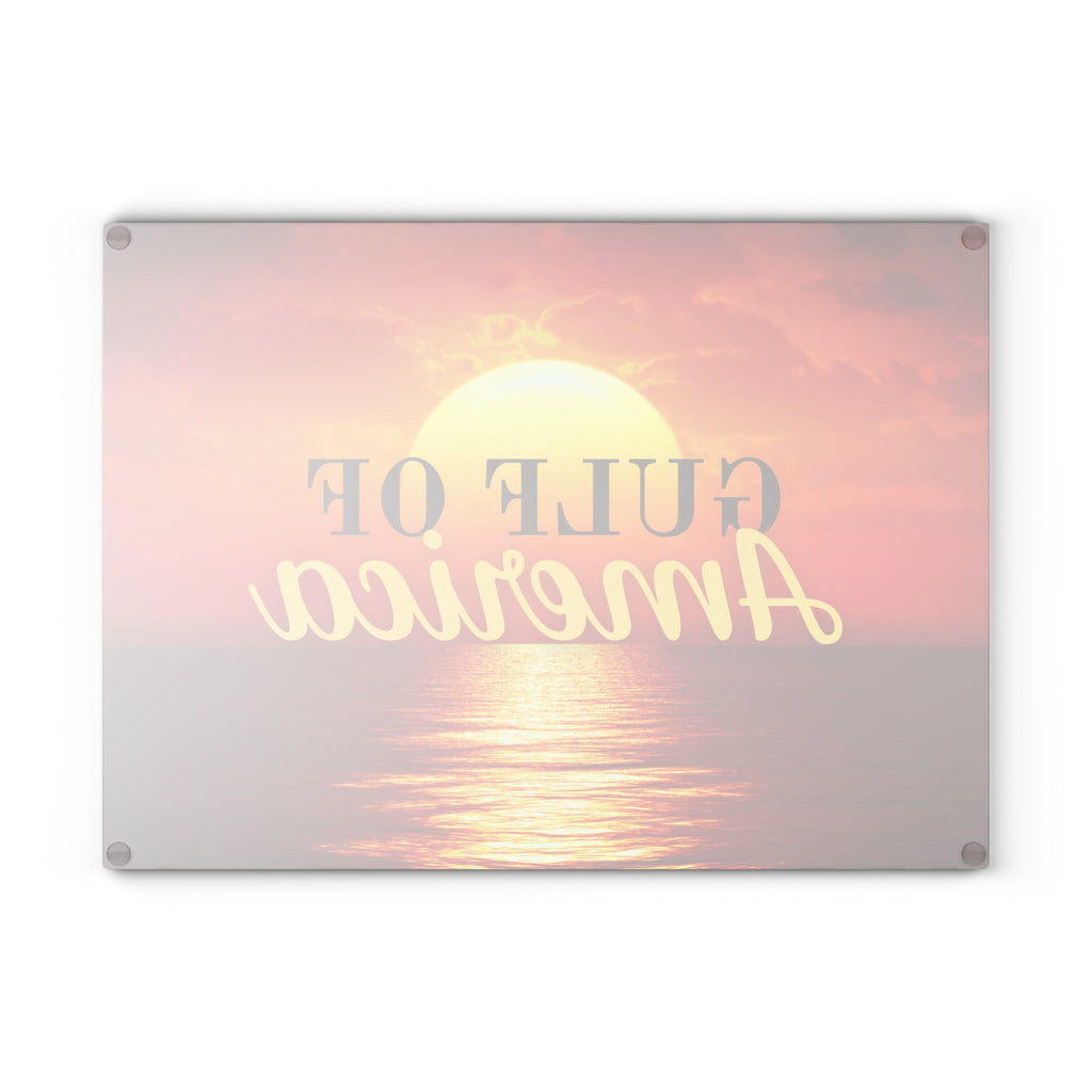Gulf of America Sunset Glass Cutting Board Printify