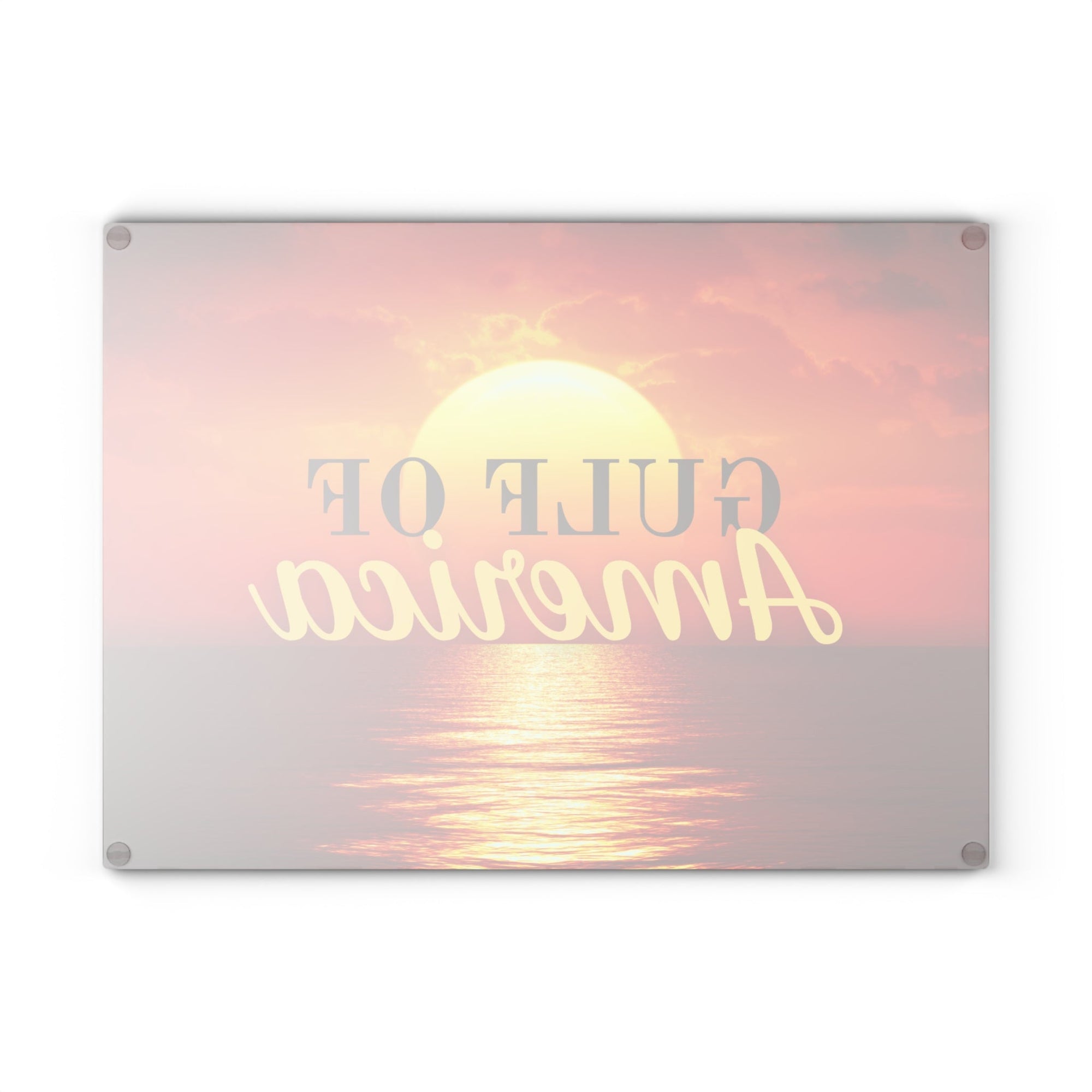 Gulf of America Sunset Glass Cutting Board Printify