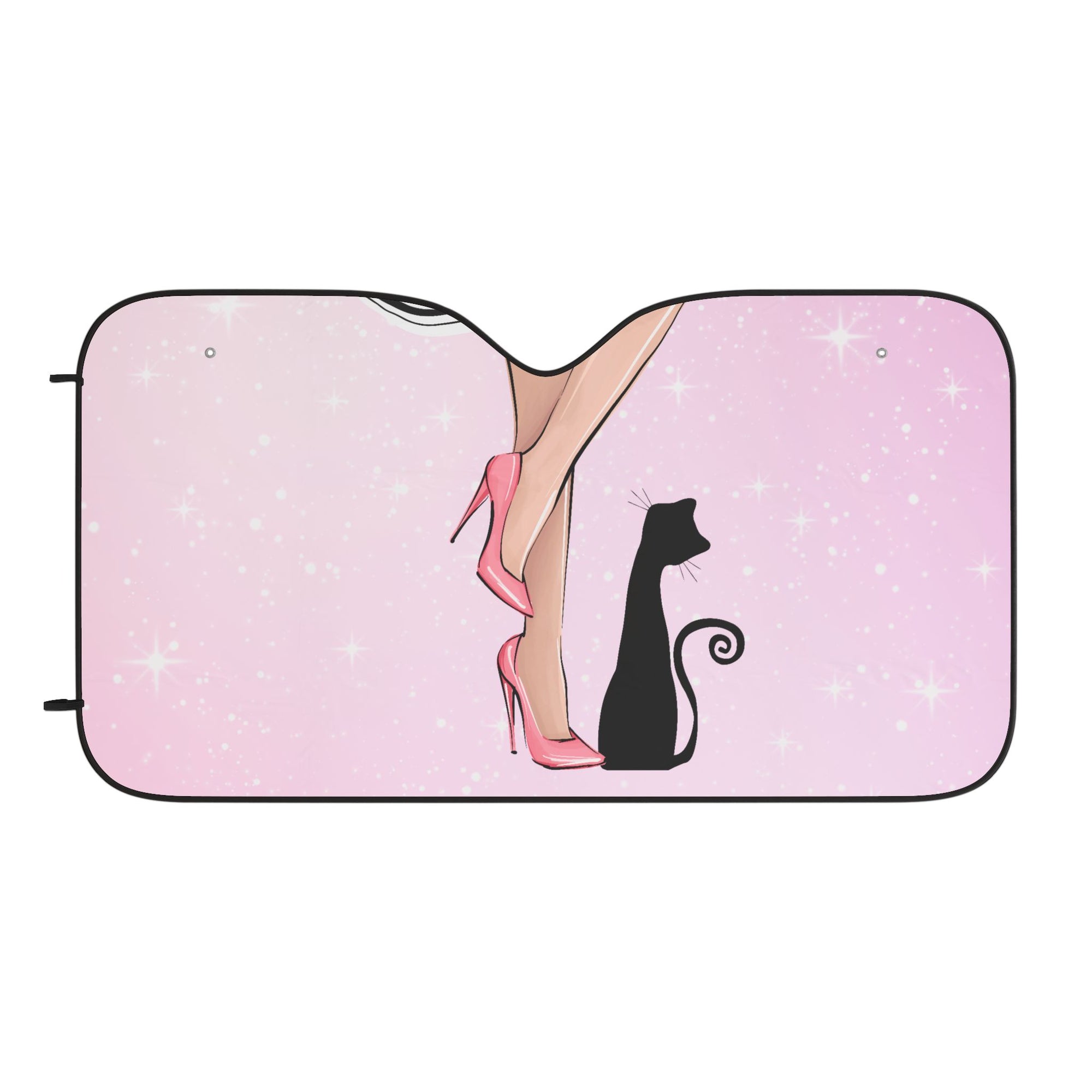 Chic Cat-Themed Car Sun Shades with Heels Design, UV Protection
