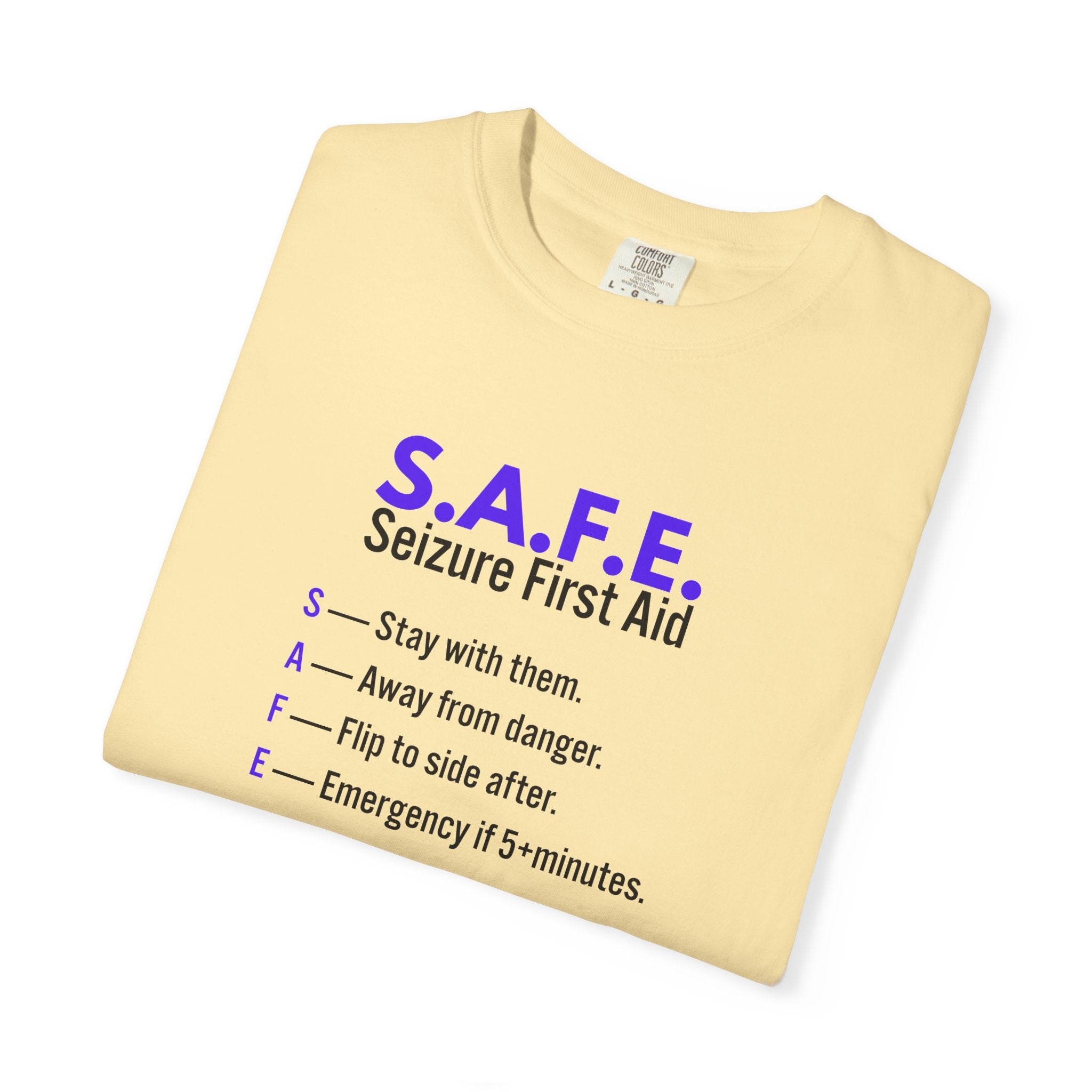 S.A.F.E. Seizure First Aid T-Shirt – Epilepsy Awareness Education Tee
