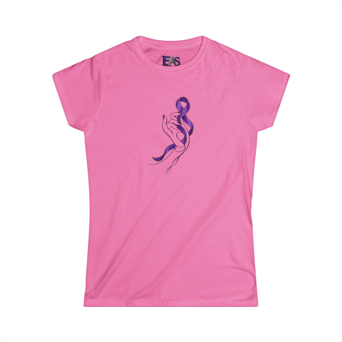 Quiet Strength Women's Epilepsy Awareness T-Shirt | Purple Ribbon Hand Art
