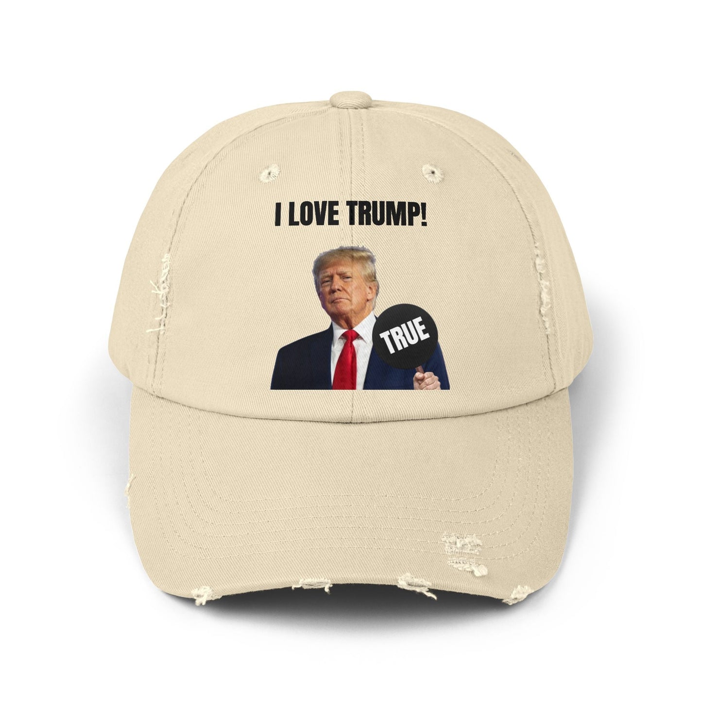 Trump True Sign Unisex Distressed Cap Printify