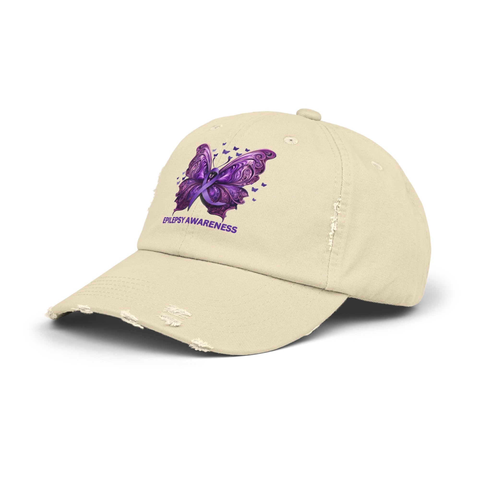 Epilepsy Butterfly Unisex Distressed Cap - Hats - Epileptic Al’s Shop