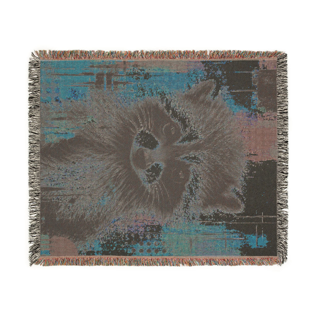 Jimothy the Raccoon Abstract Woven Throw Blanket with Fringe