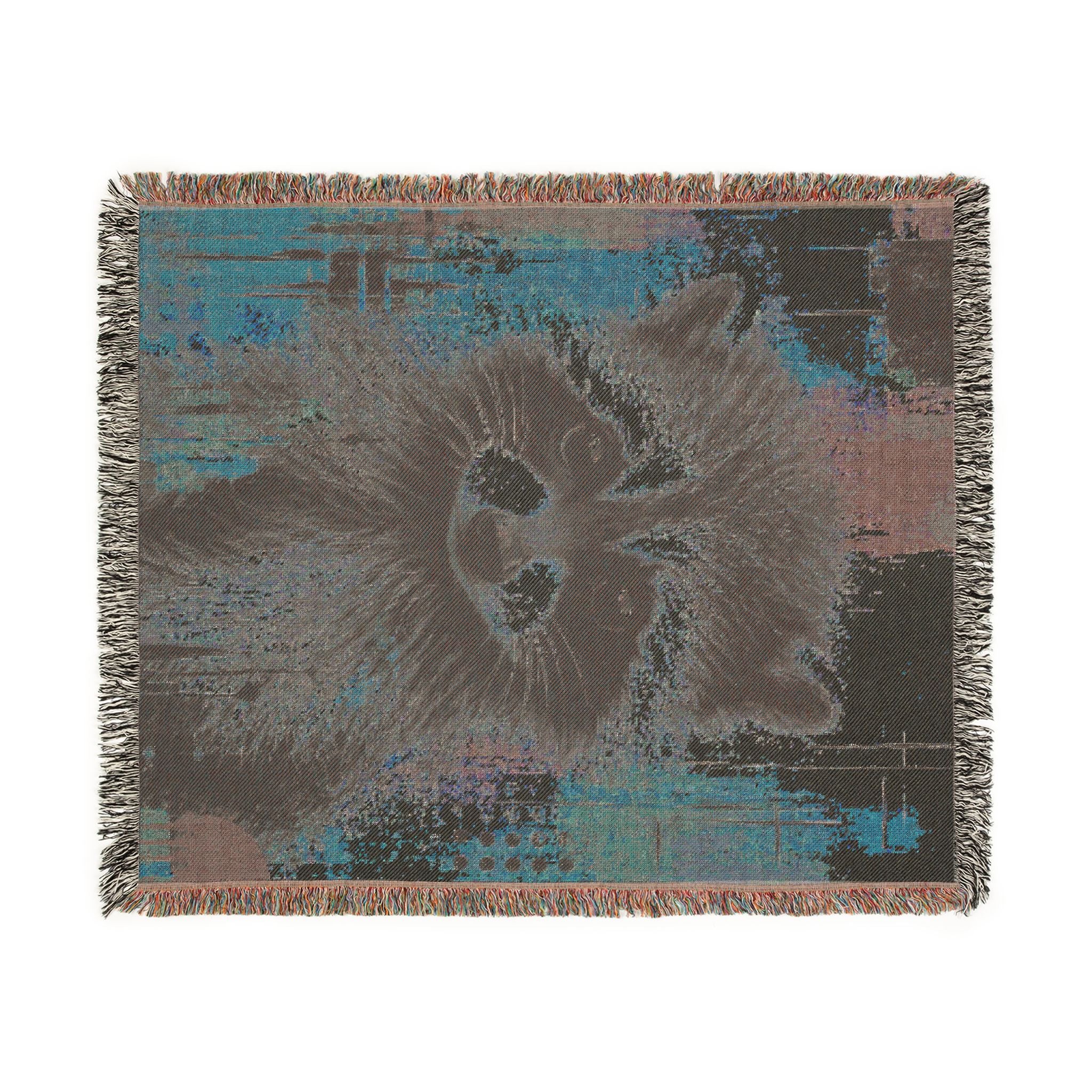 Jimothy the Raccoon Abstract Woven Throw Blanket with Fringe