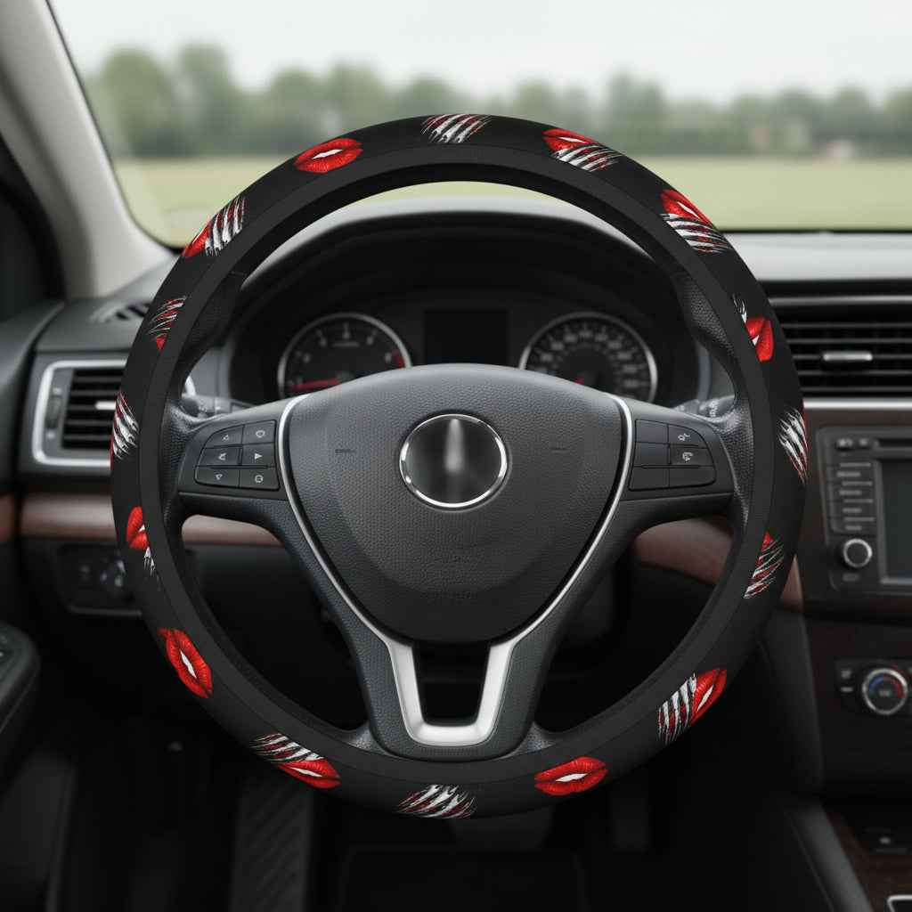 Kiss & Claw Steering Wheel Cover – Sassy Red Lip Grip Cover