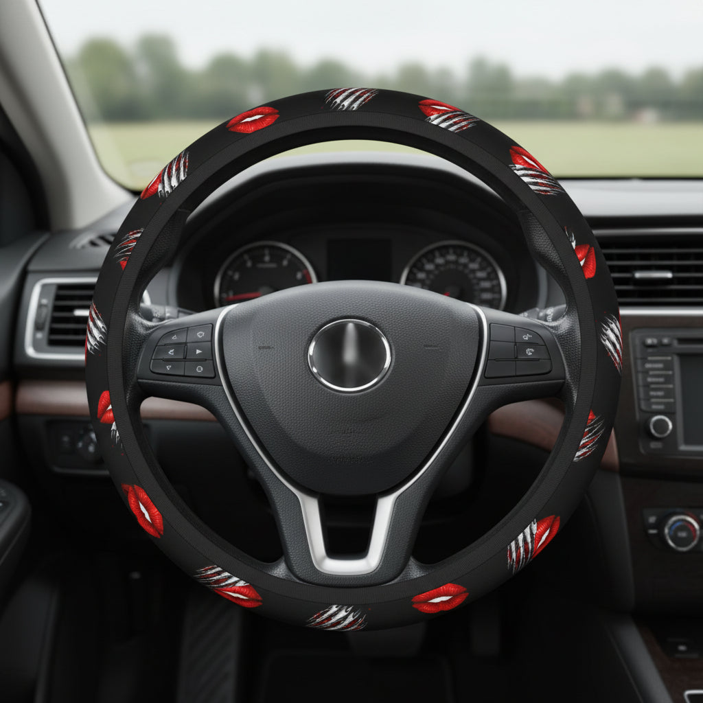 Kiss & Claw Steering Wheel Cover – Sassy Red Lip Grip Cover