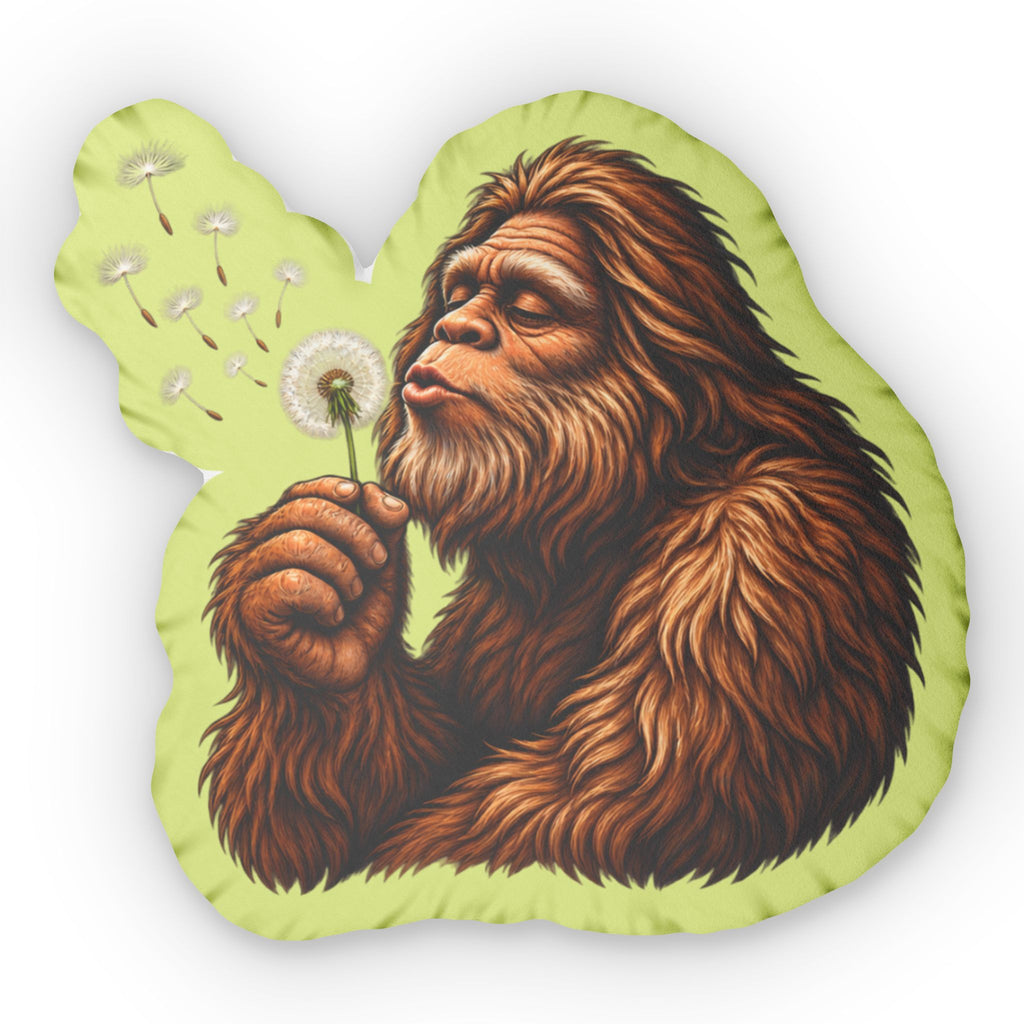 Bigfoot Dandelion Shaped Throw Pillow | Whimsical Sasquatch Decorative Cushion