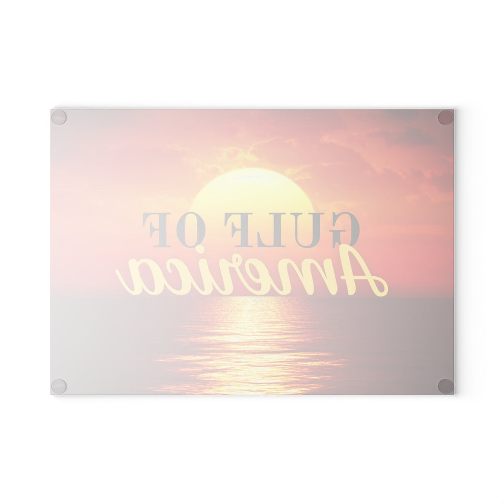 Gulf of America Sunset Glass Cutting Board Printify