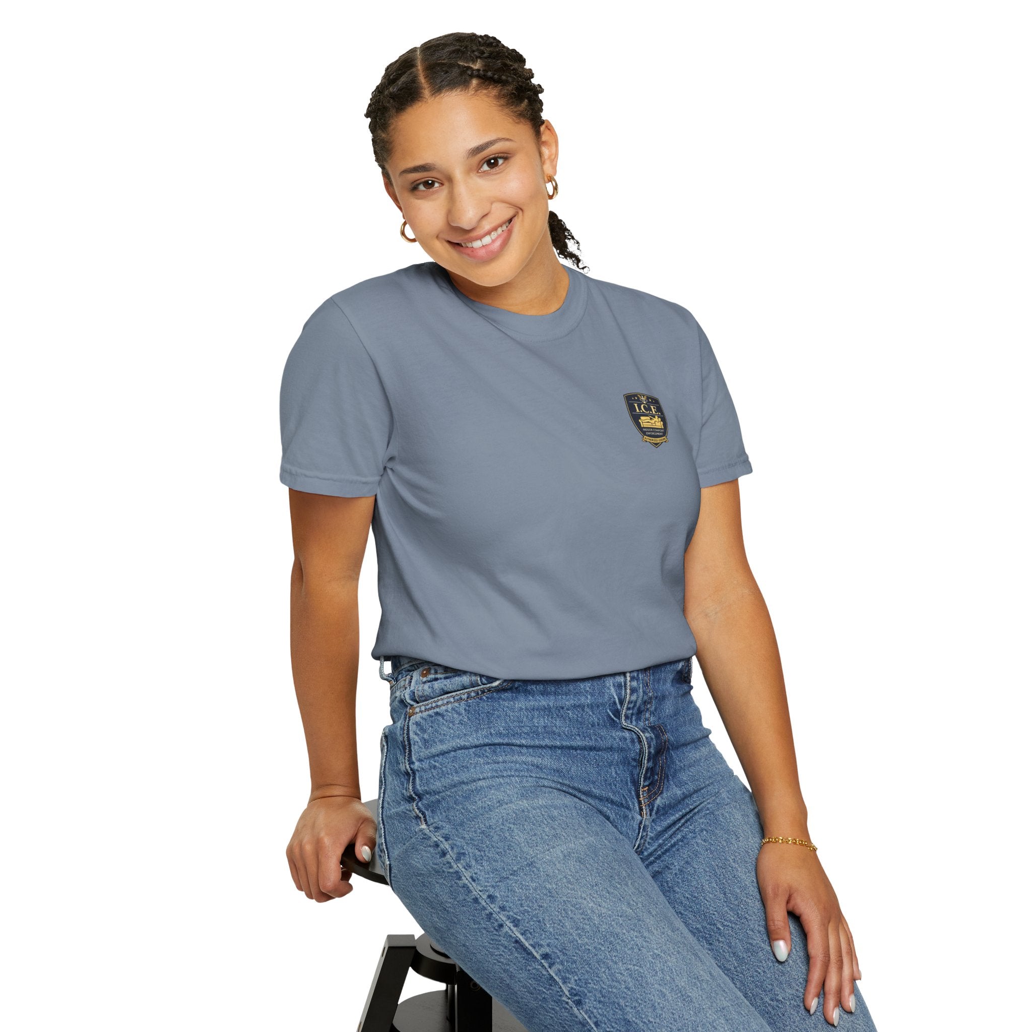 I.C.E. Badge T-Shirt | Institute of Cozy Excellence Parody Tee