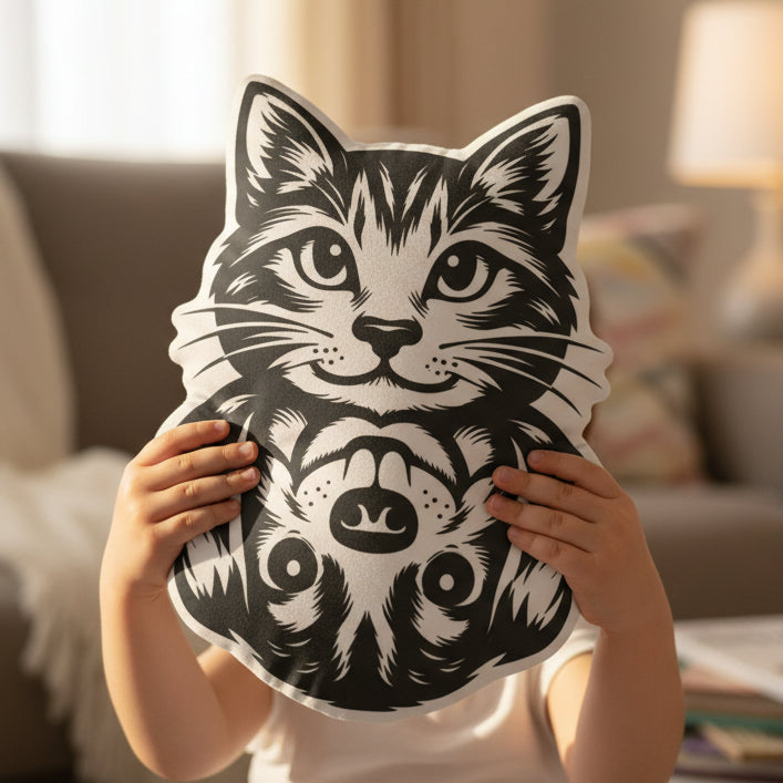 Cat or Dog? It Depends. | Double-Take Animal Illusion Shaped Pillow