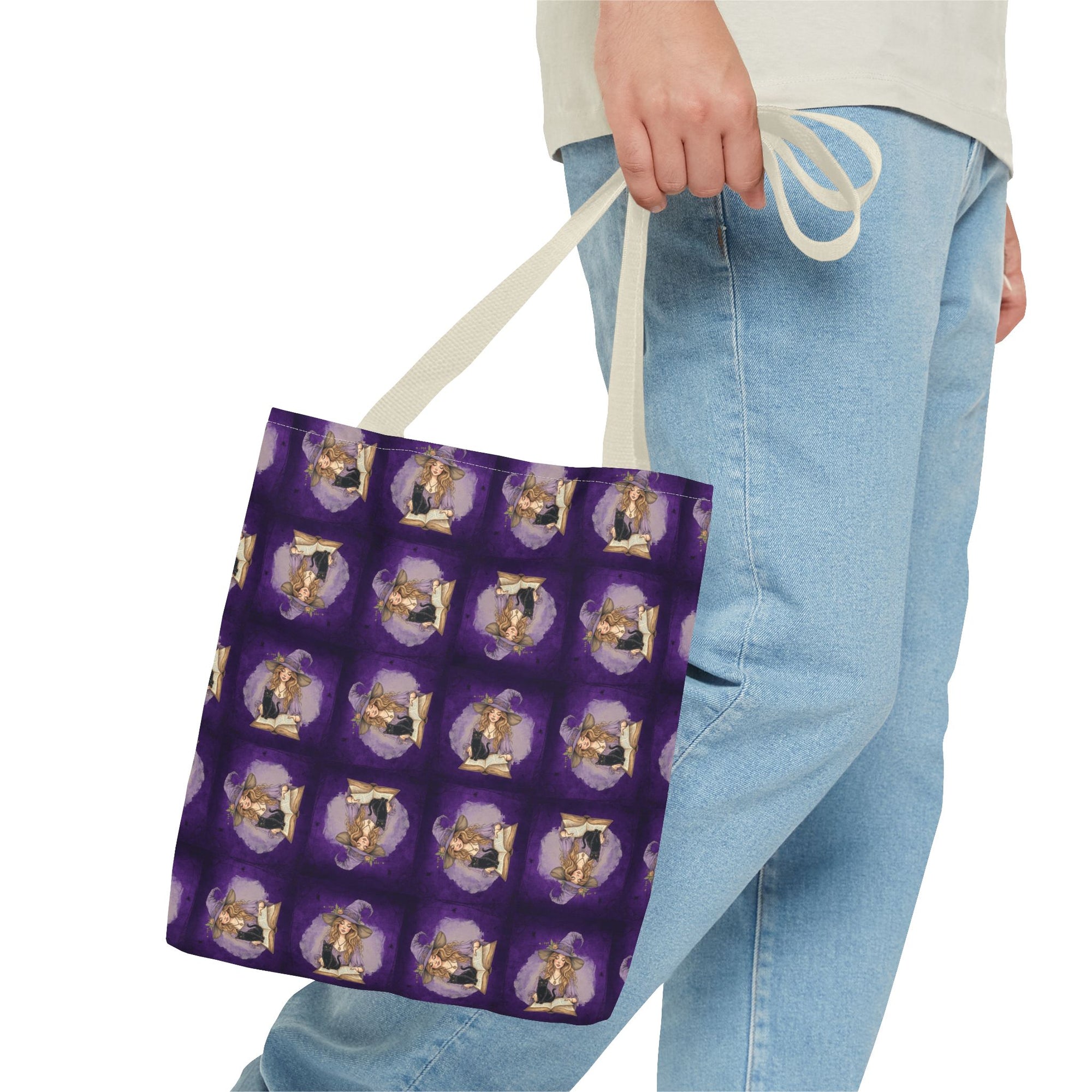 Vibrant Witchy Cat Lady Tote Bag